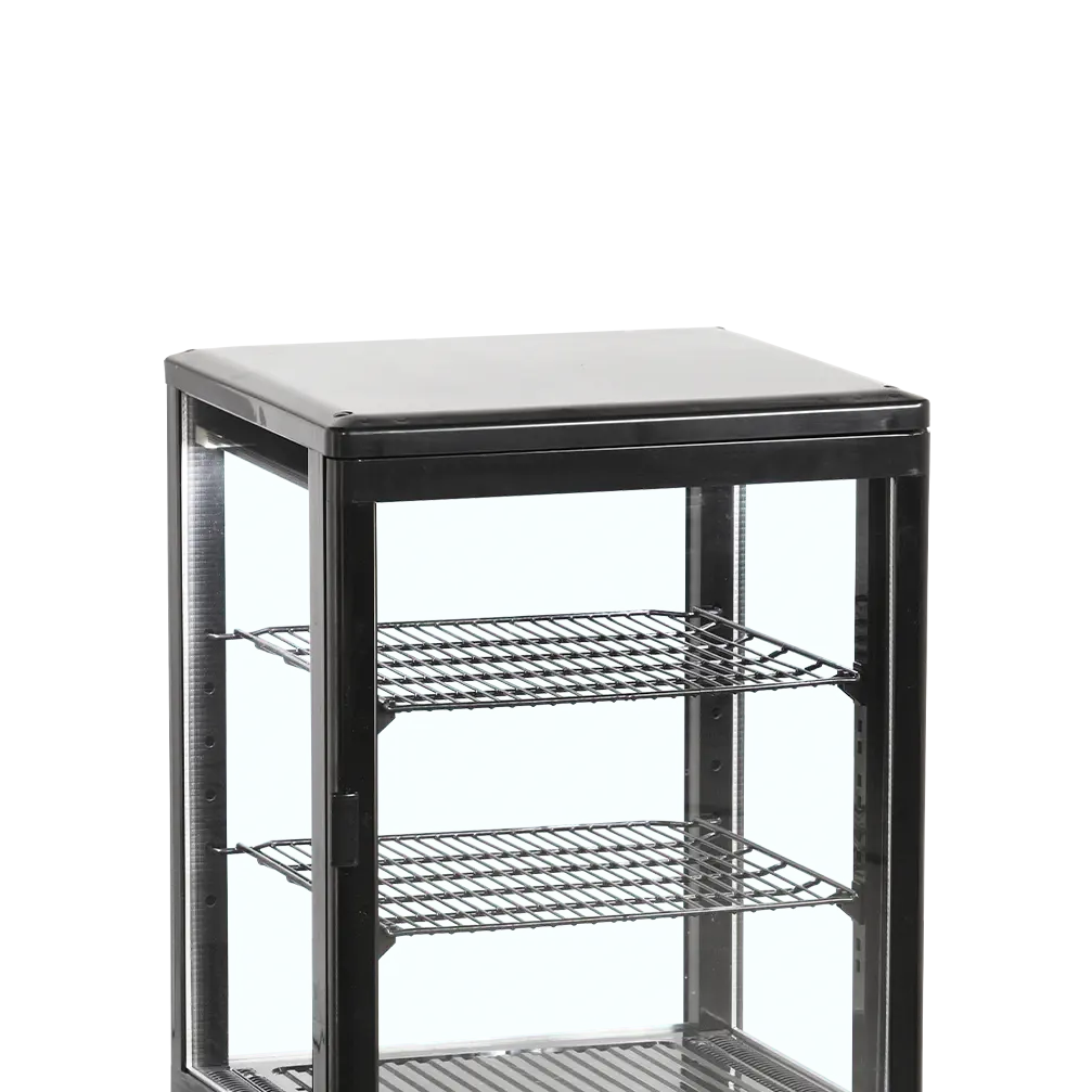 Vitrine panoramique réfrigérée noire de comptoir 60 L