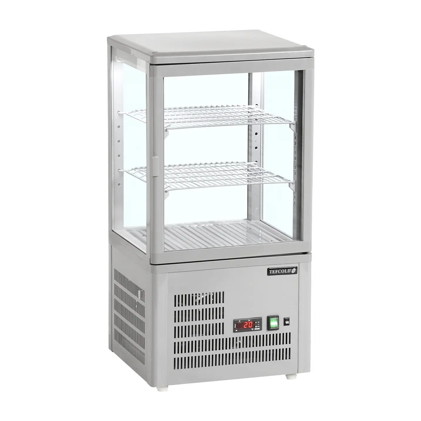 Vitrine panoramique réfrigérée grise de comptoir 60 L