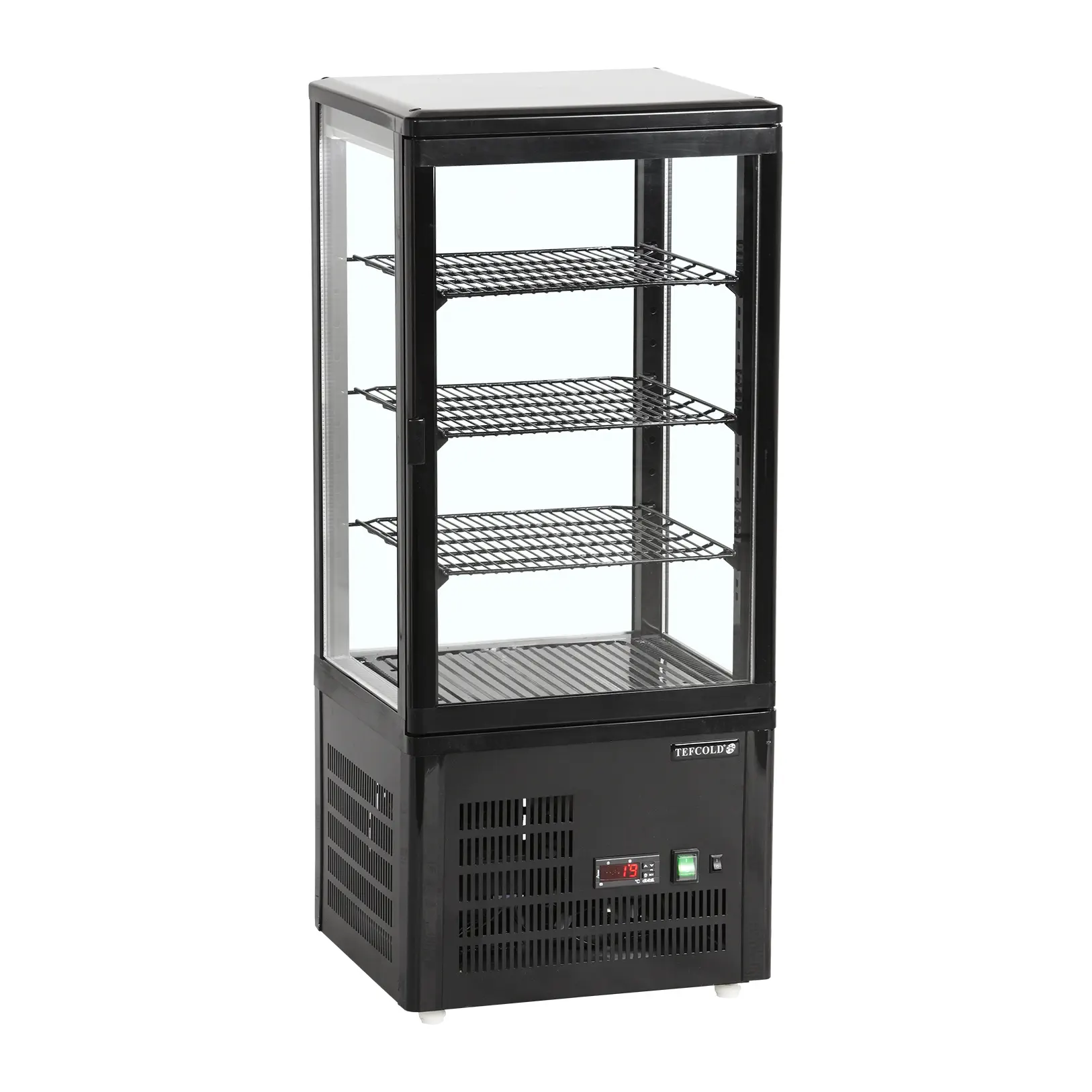 Vitrine panoramique réfrigérée noire de comptoir 80 L