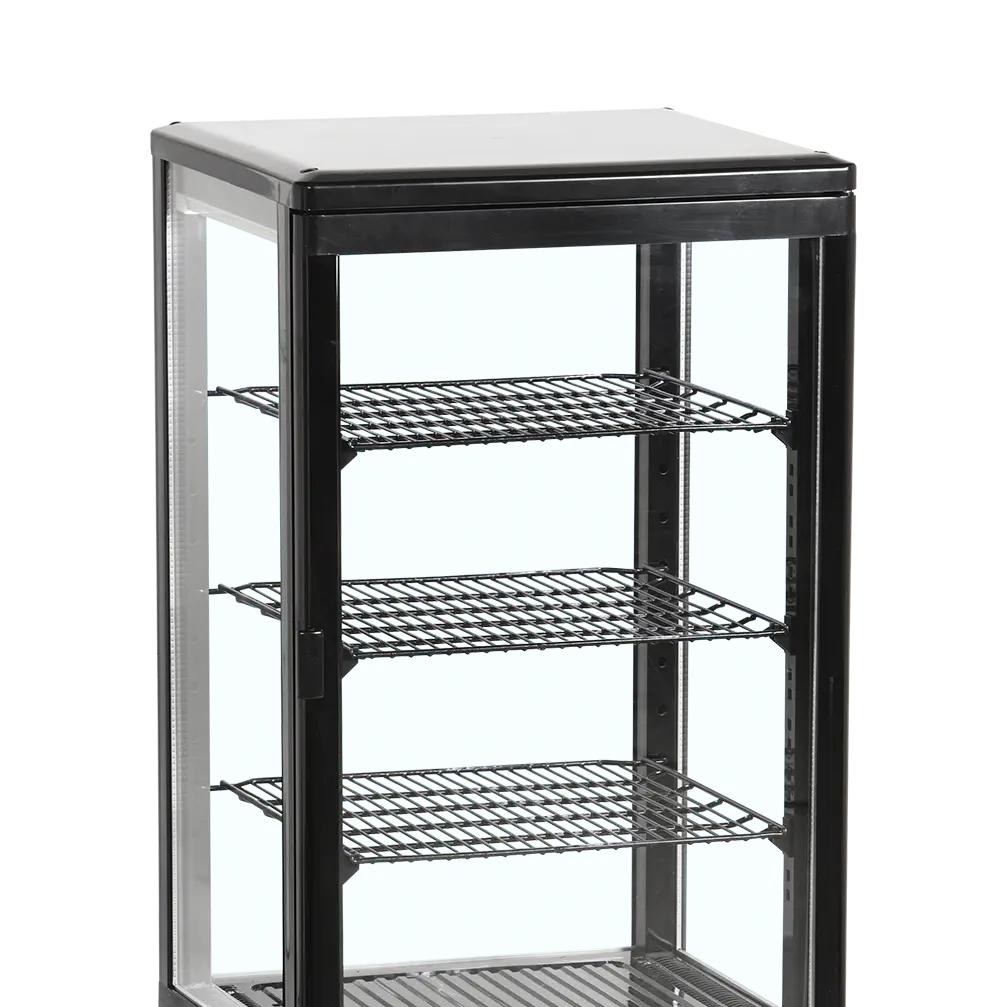 Vitrine panoramique réfrigérée noire de comptoir 80 L