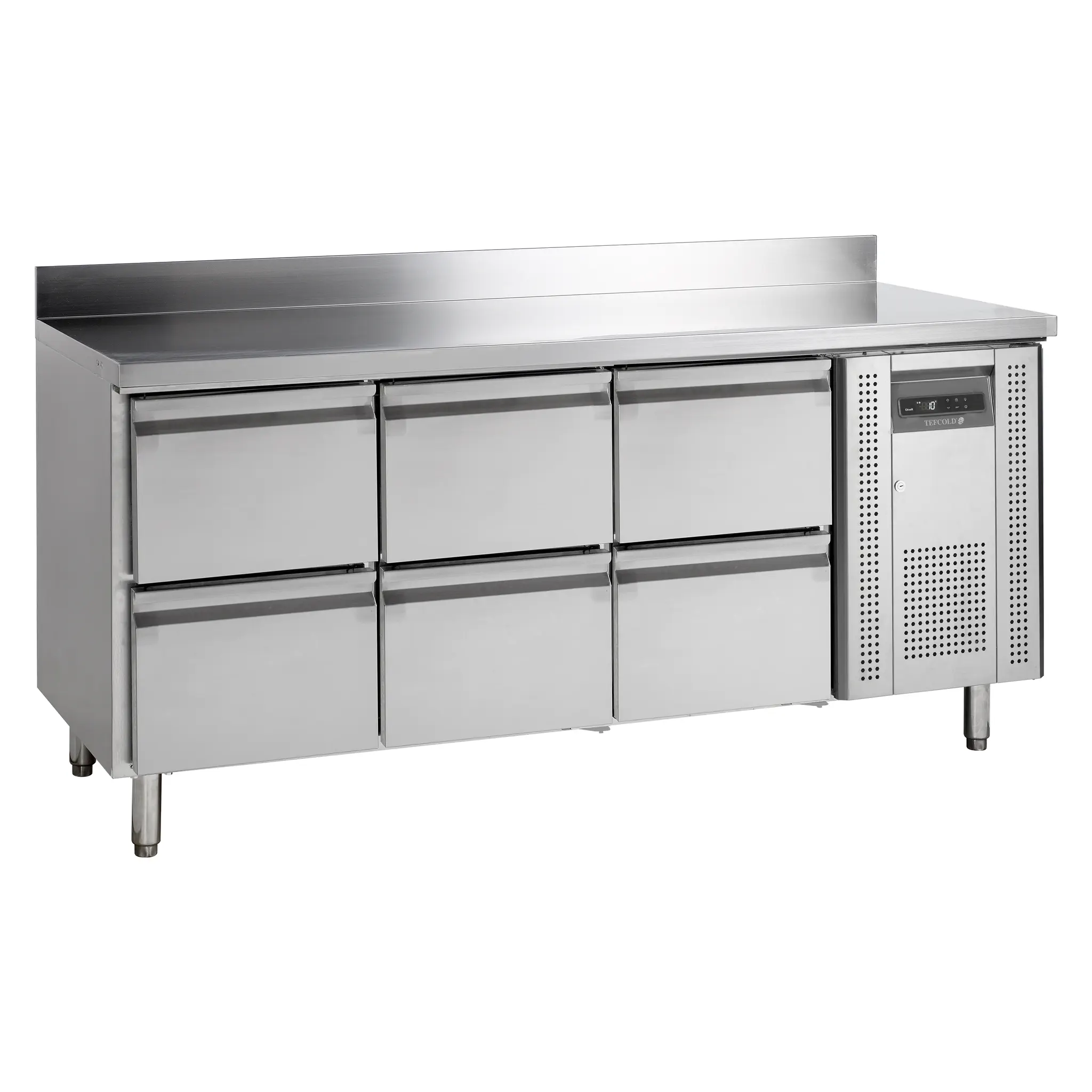 Table réfrigérée positive GN1/1 6 tiroirs avec dosseret 417 L