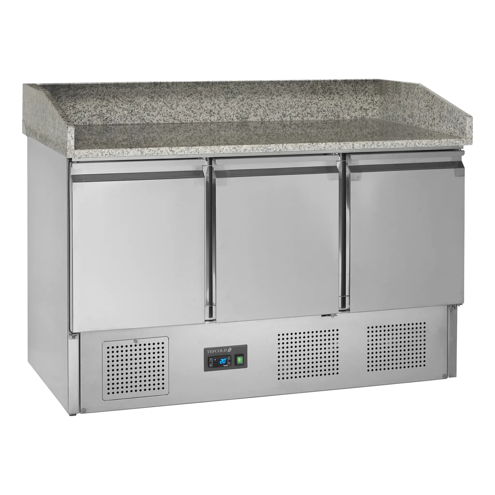 Table à pizza GN 1/1 3 portes avec plan de travail en granit 400 L