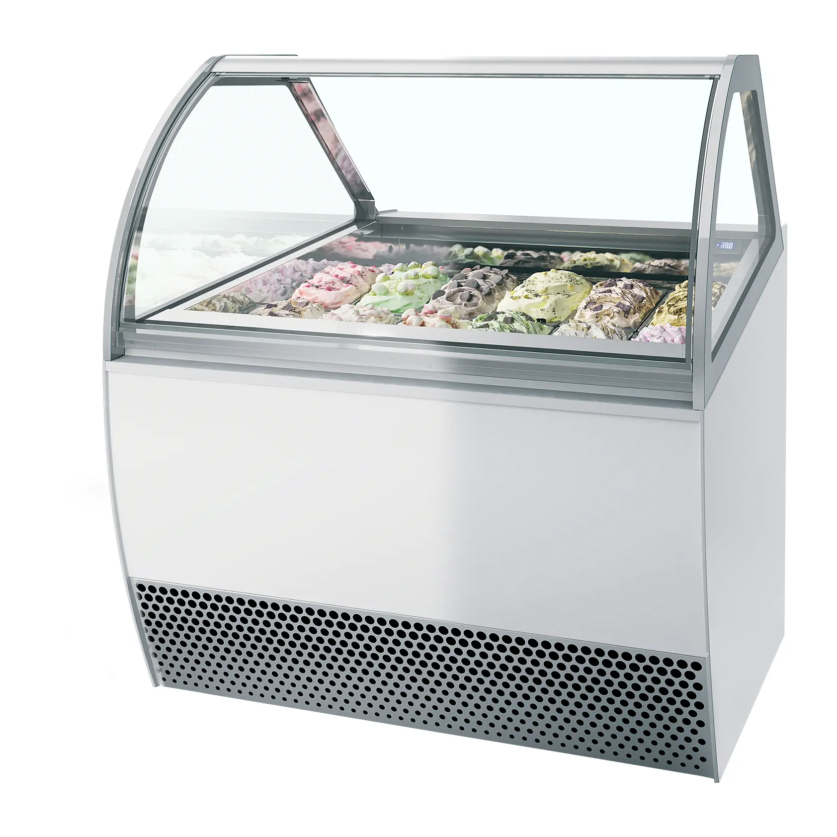 Vitrine ventilée comptoir à glaces Millenium vitre bombée 12 bacs Napoli de 5L