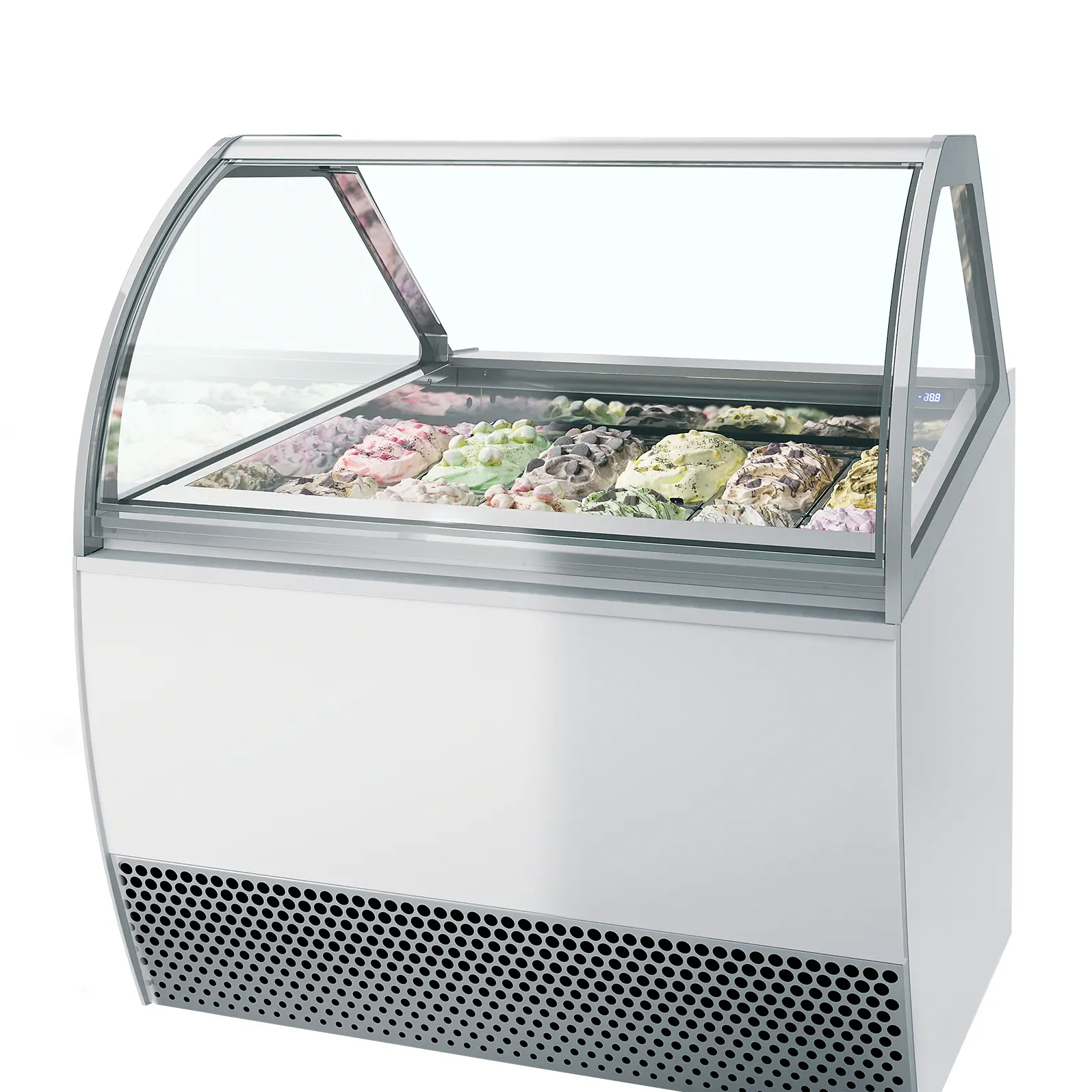 Vitrine ventilée comptoir à glaces Millenium vitre bombée 12 bacs Napoli de 5L