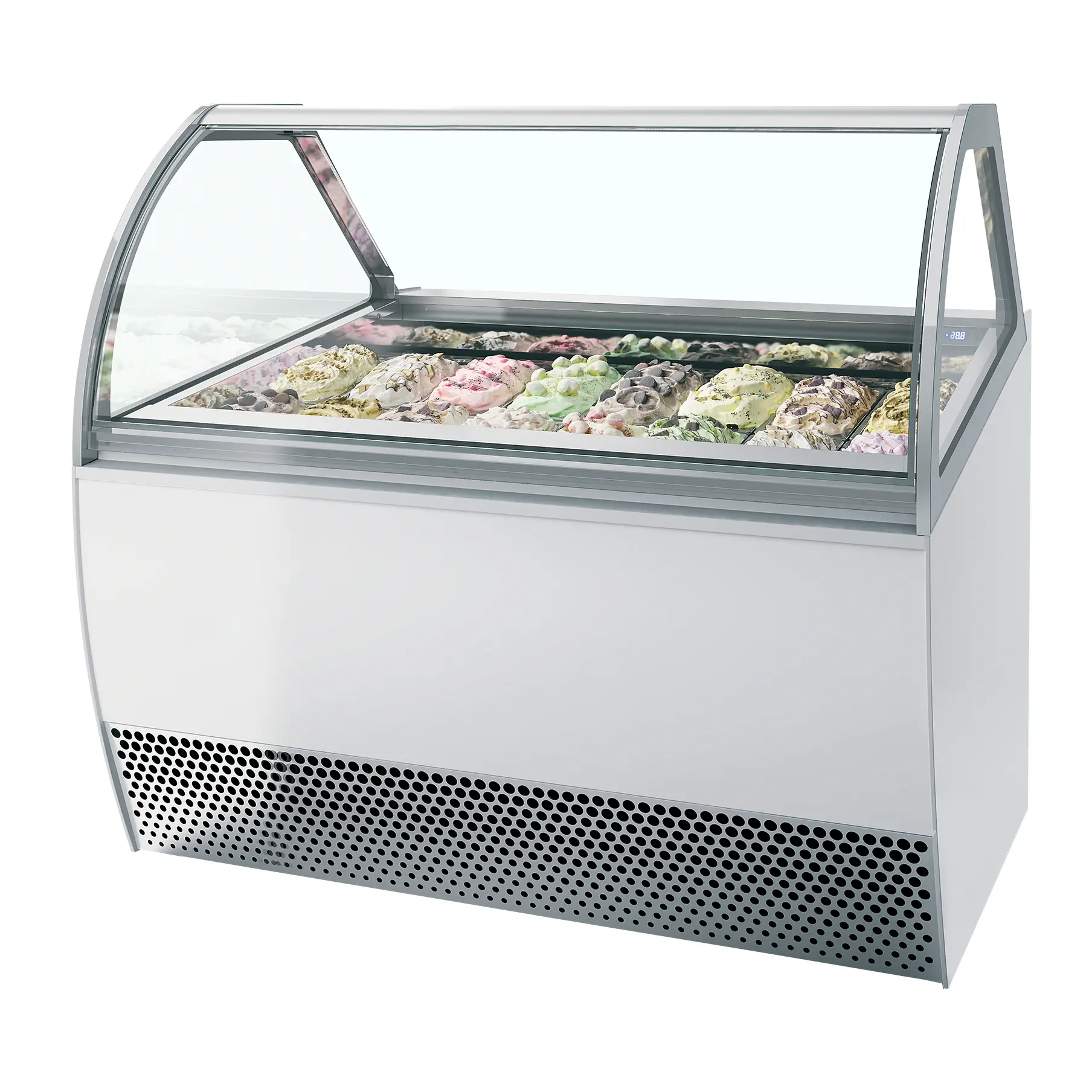Vitrine ventilée comptoir à glaces  Millenium vitre bombée 16 bacs Napoli de 5L