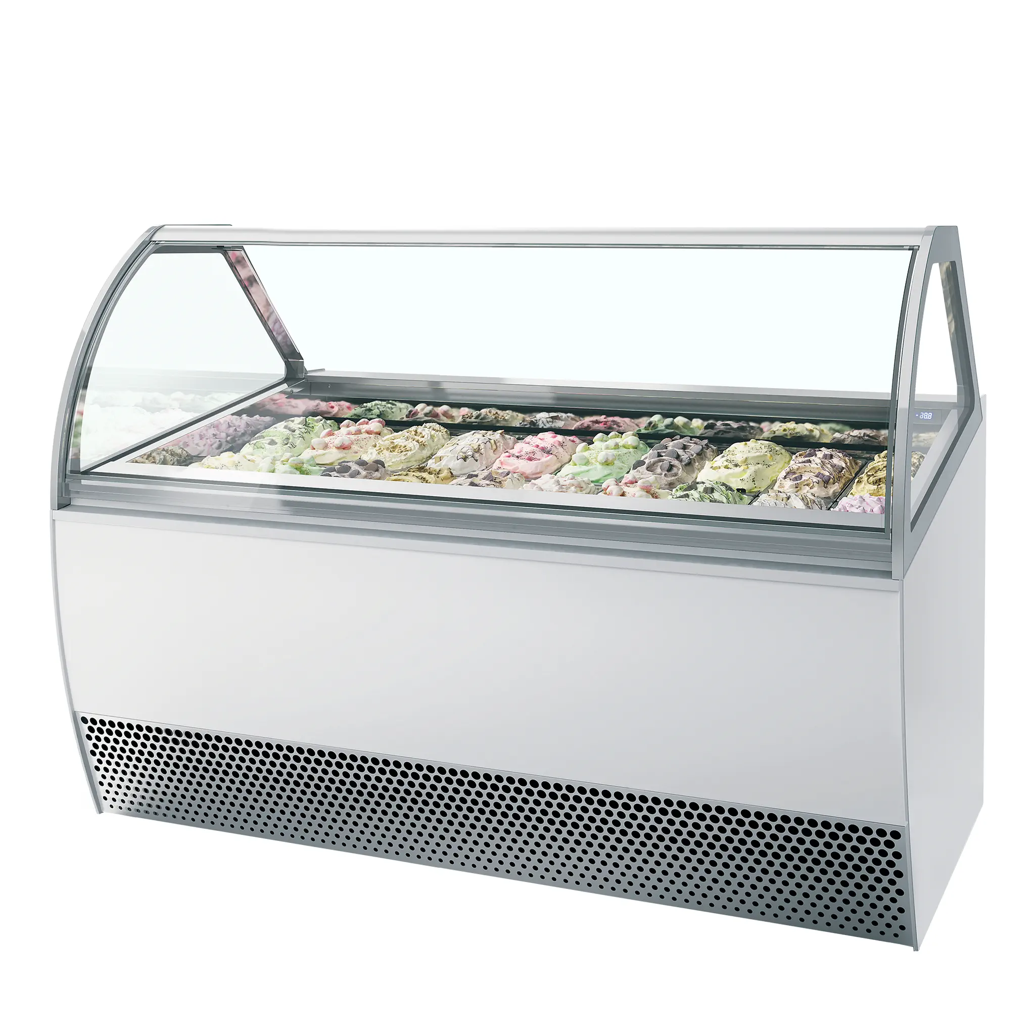 Vitrine ventilée comptoir à glaces Millenium vitre bombée 20 bacs Napoli de 5L