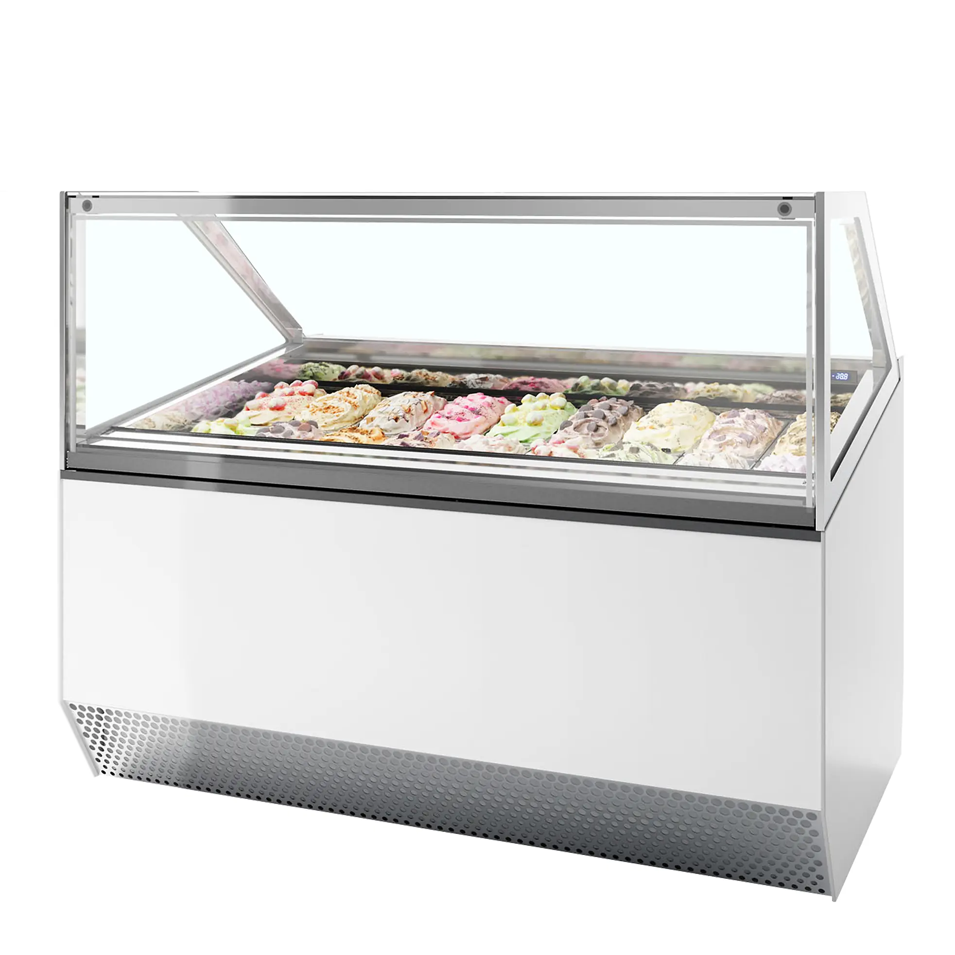 Vitrine ventilée comptoir à glaces Millenium vitre droite 18 bacs Napoli de 5L