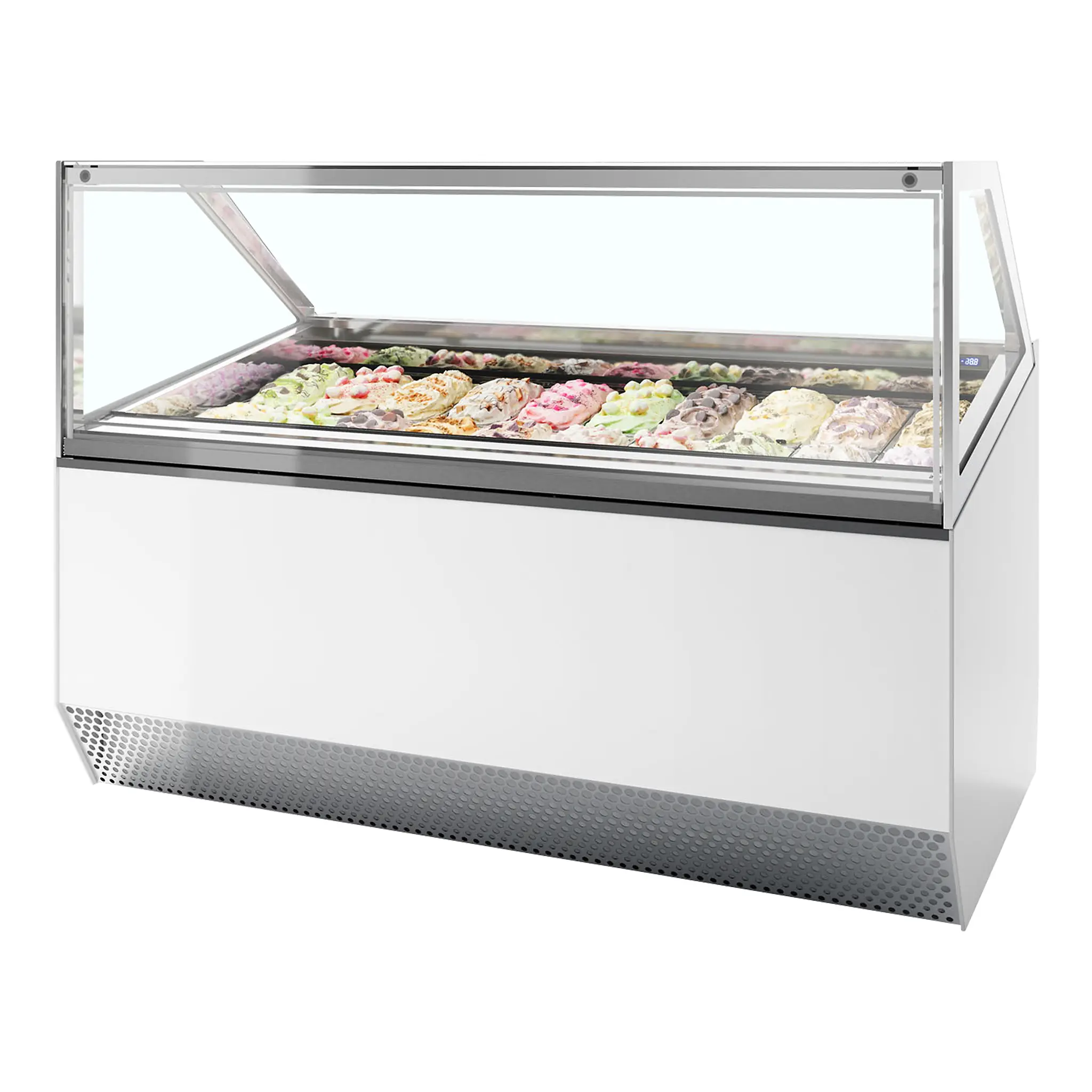 Vitrine ventilée comptoir à glaces Millenium vitre droite 20 bacs Napoli de 5L