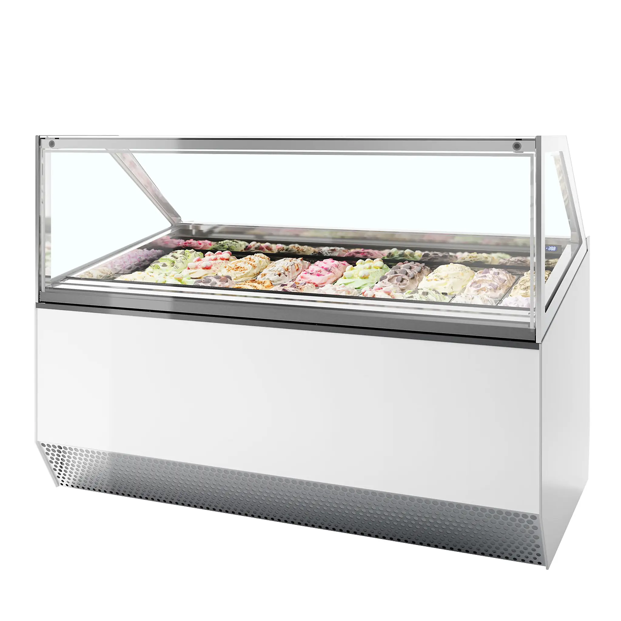 Vitrine ventilée comptoir à glaces Millenium vitre droite 20 bacs Napoli de 5L