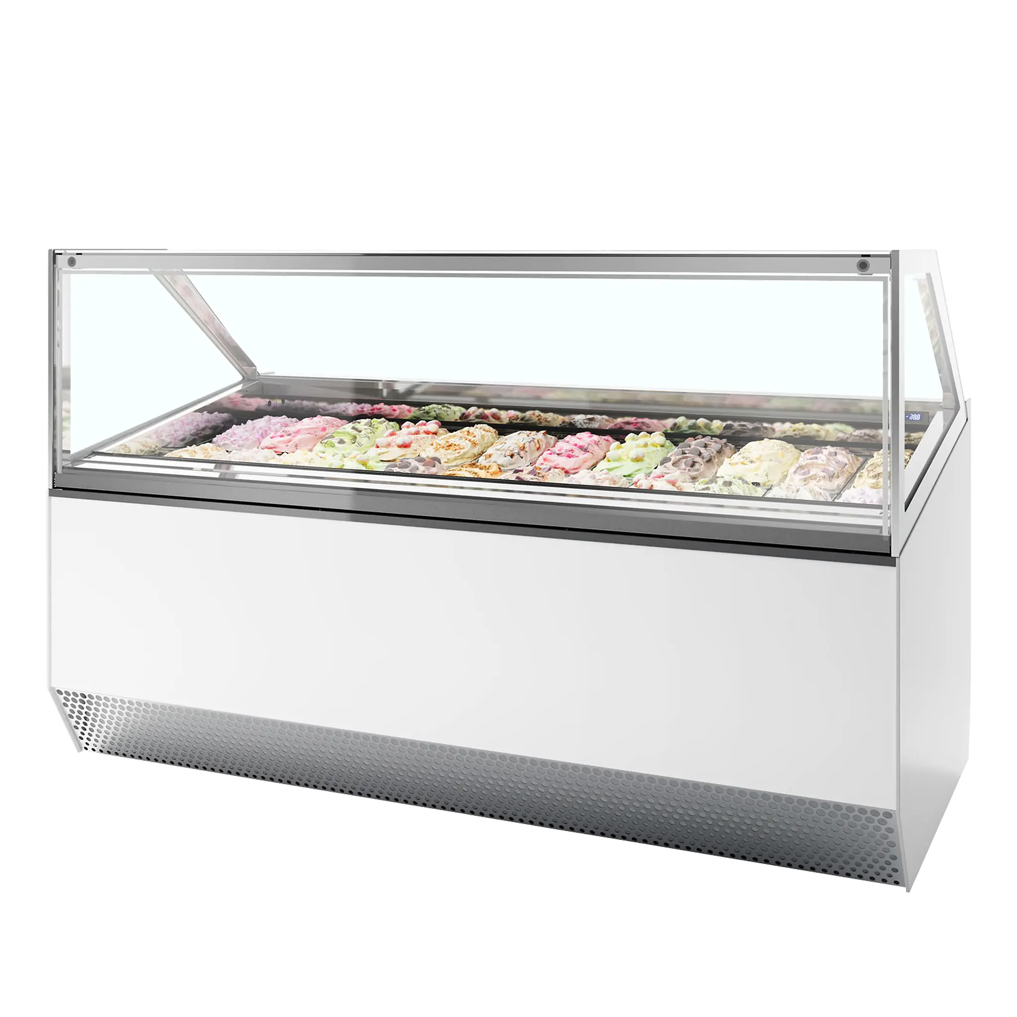 Vitrine ventilée comptoir à glaces Millenium vitre droite 24 bacs Napoli de 5L