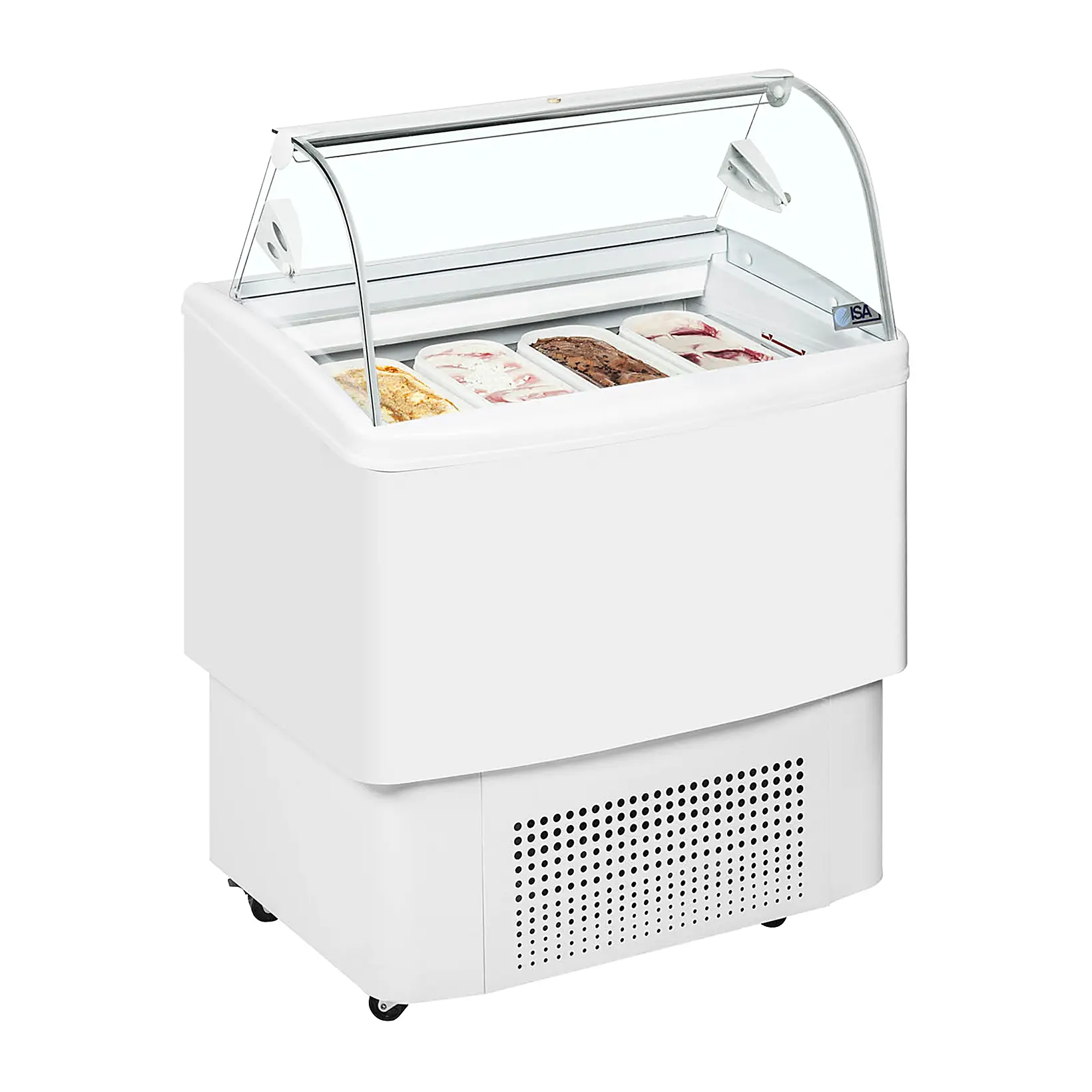 Vitrine ventilée comptoir à glaces Fiji vitre bombée 4 bacs Napoli de 5L