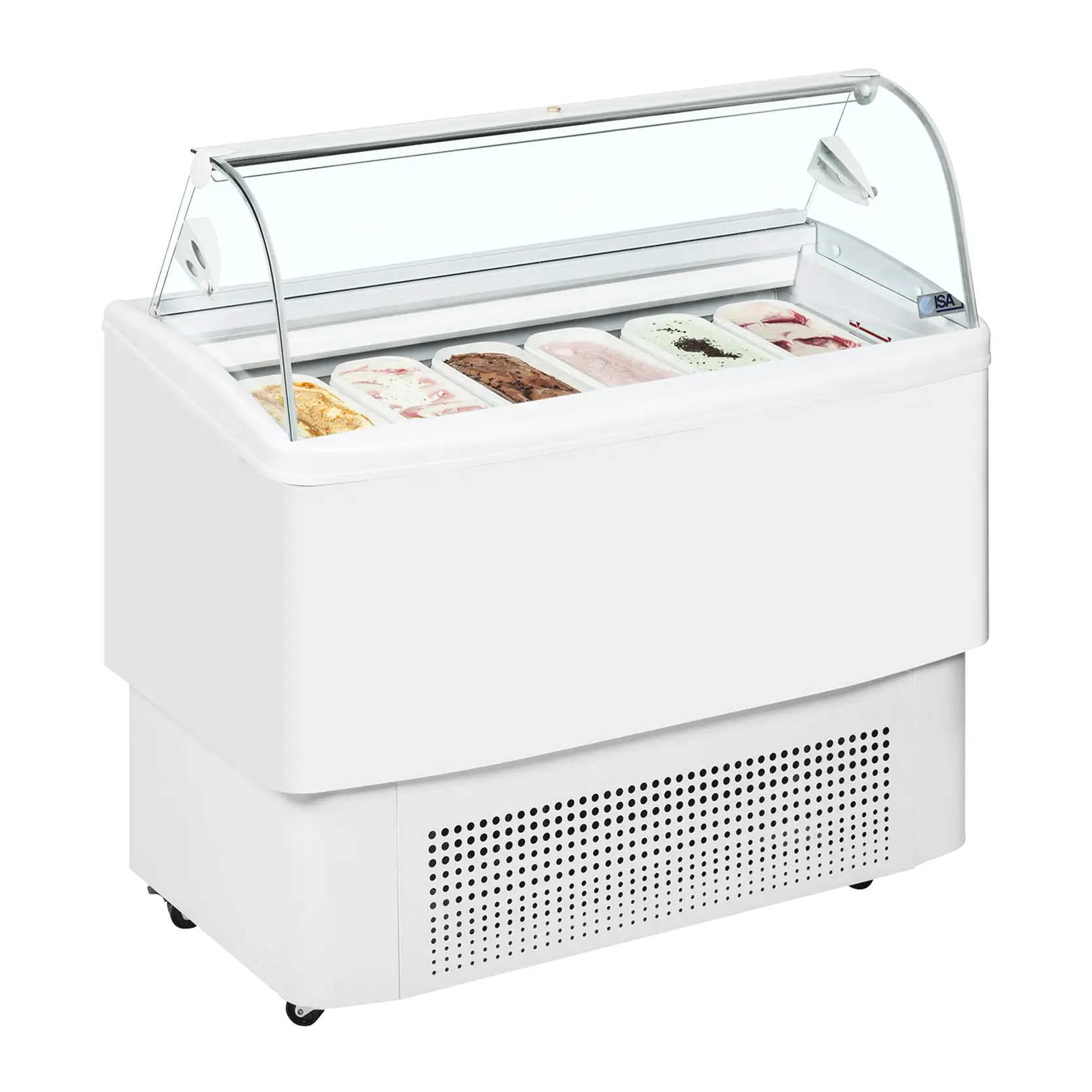 Vitrine ventilée comptoir à glaces Fiji vitre bombée 6 bacs Napoli de 5L