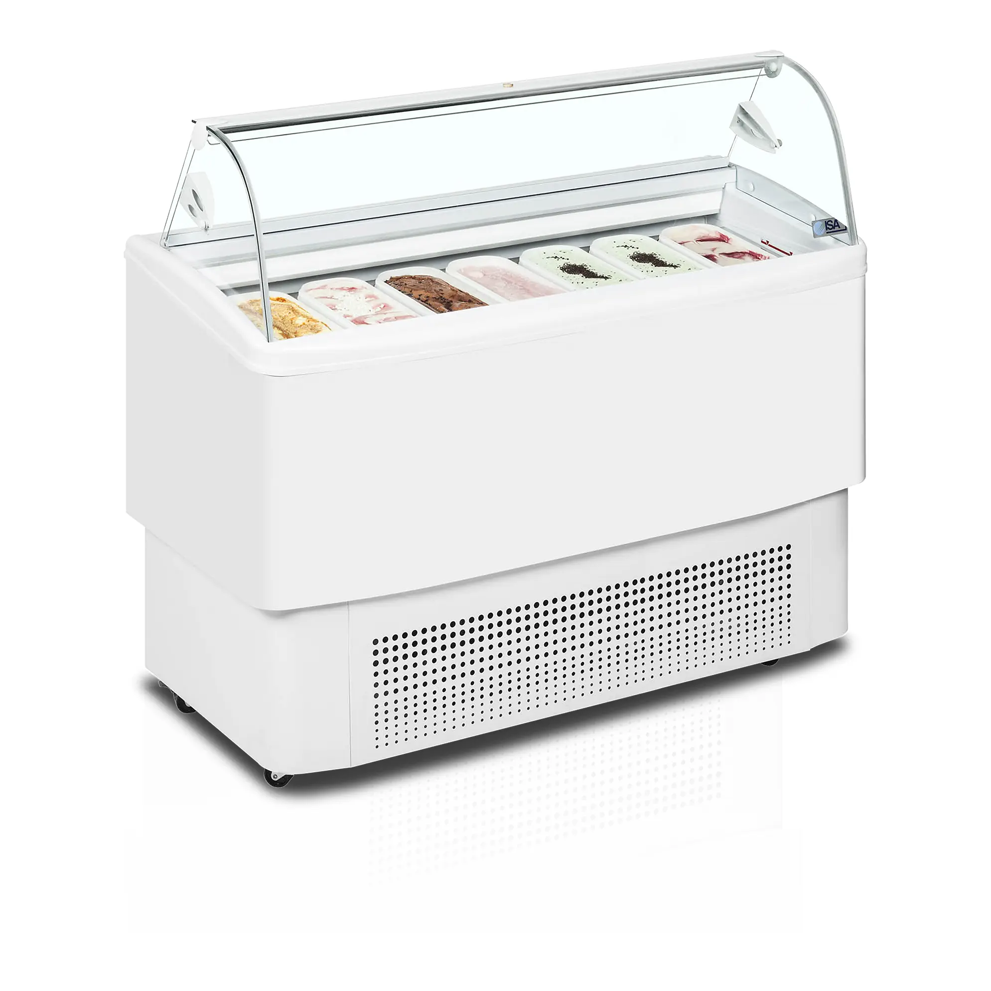 Vitrine ventilée comptoir à glaces Fiji vitre bombée 7 bacs Napoli de 5L