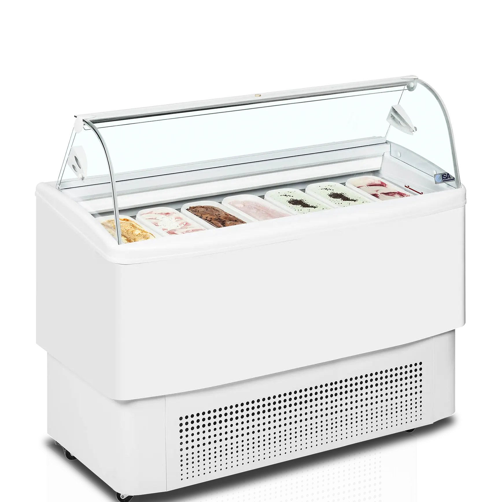 Vitrine ventilée comptoir à glaces Fiji vitre bombée 7 bacs Napoli de 5L
