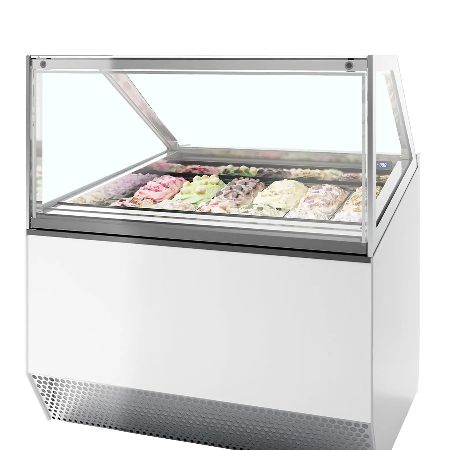 Vitrine ventilée comptoir à glaces Millenium vitre droite 12 bacs Napoli de 5L