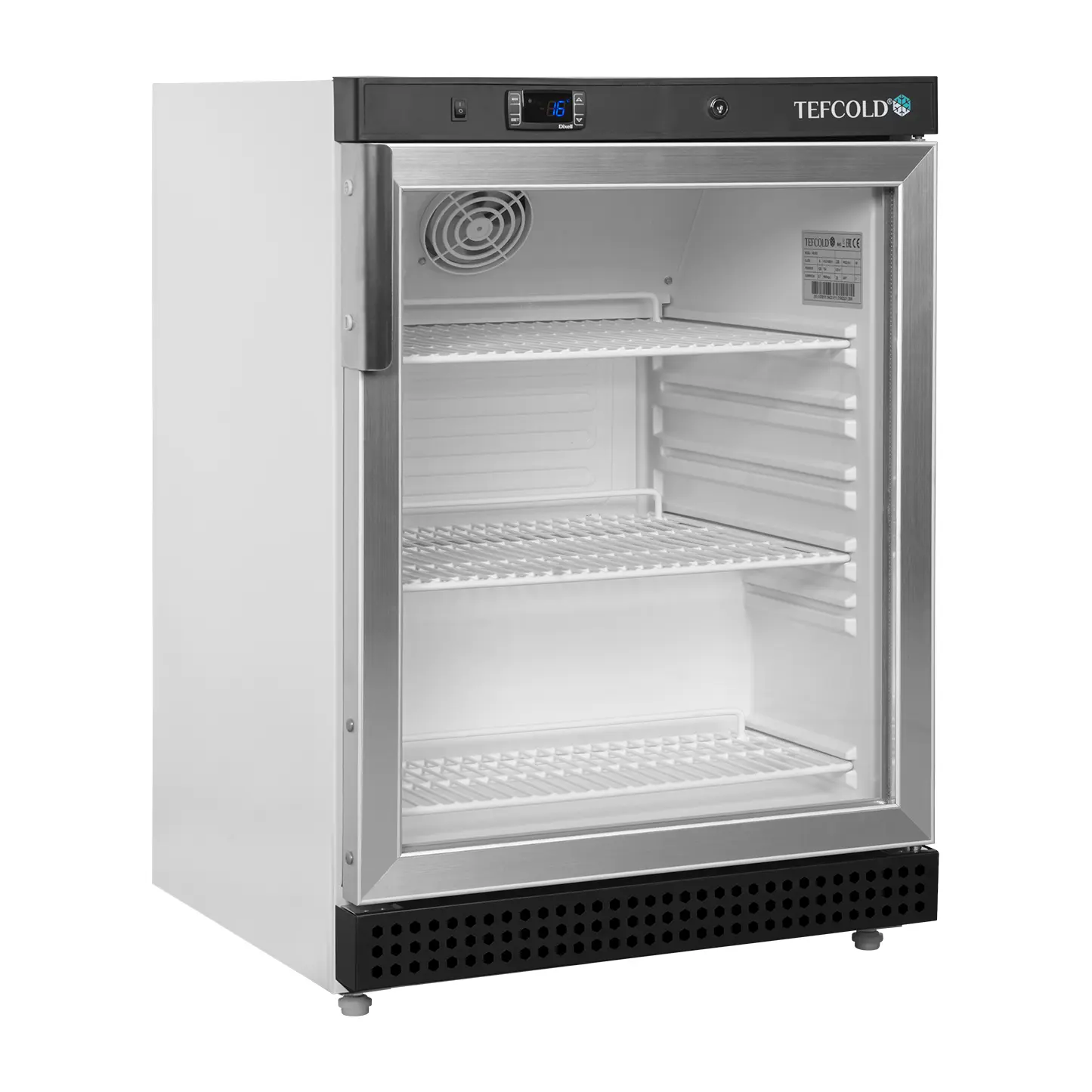 Armoire réfrigérée vitrée table top blanche 136L