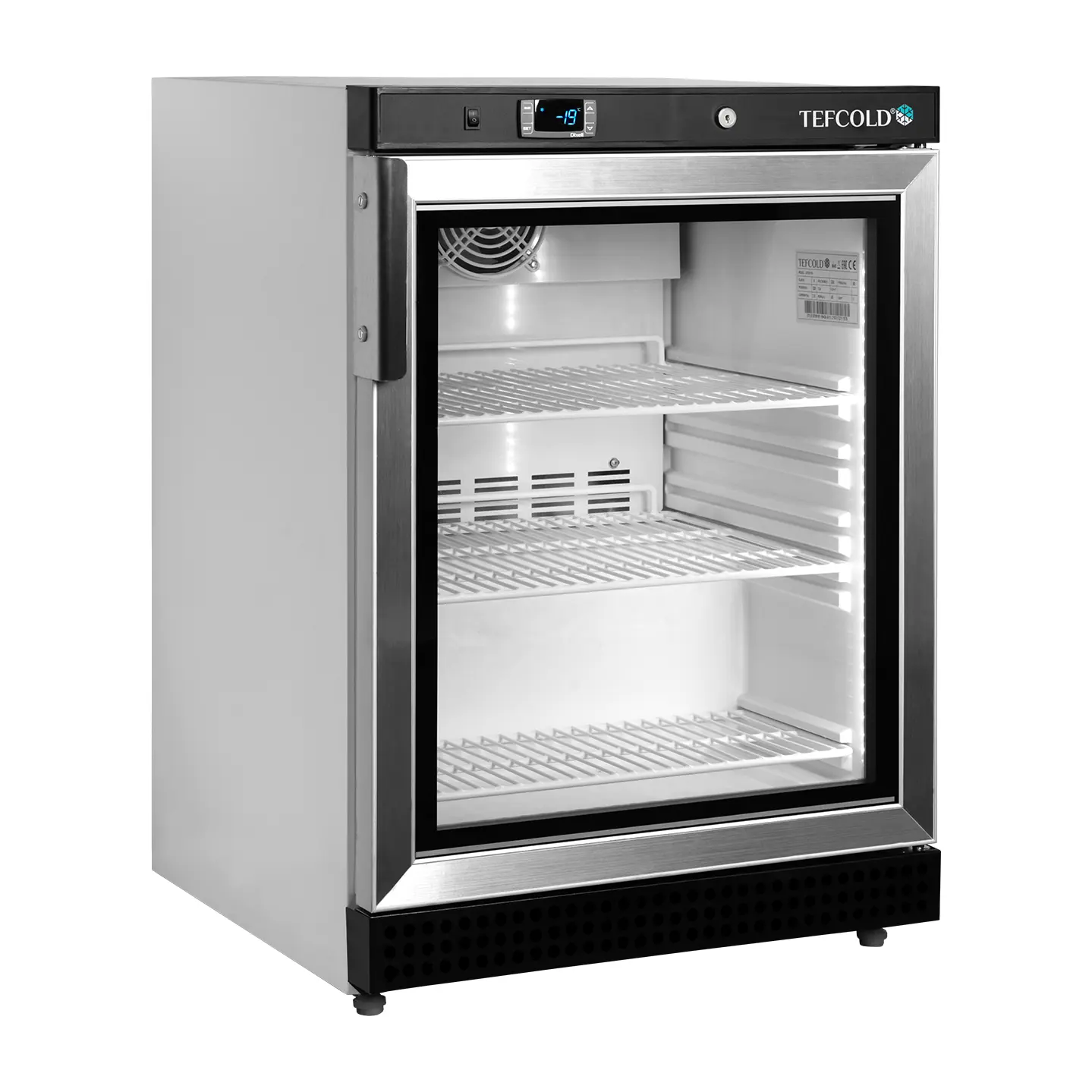 Table top négatif porte vitrée inox - froid statique - 200 L