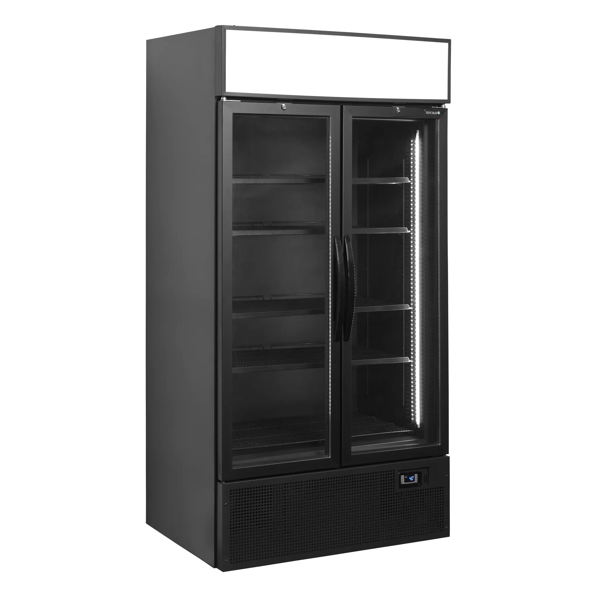 Vitrine réfrigérée murale noire 2 portes vitrées battantes 796 L