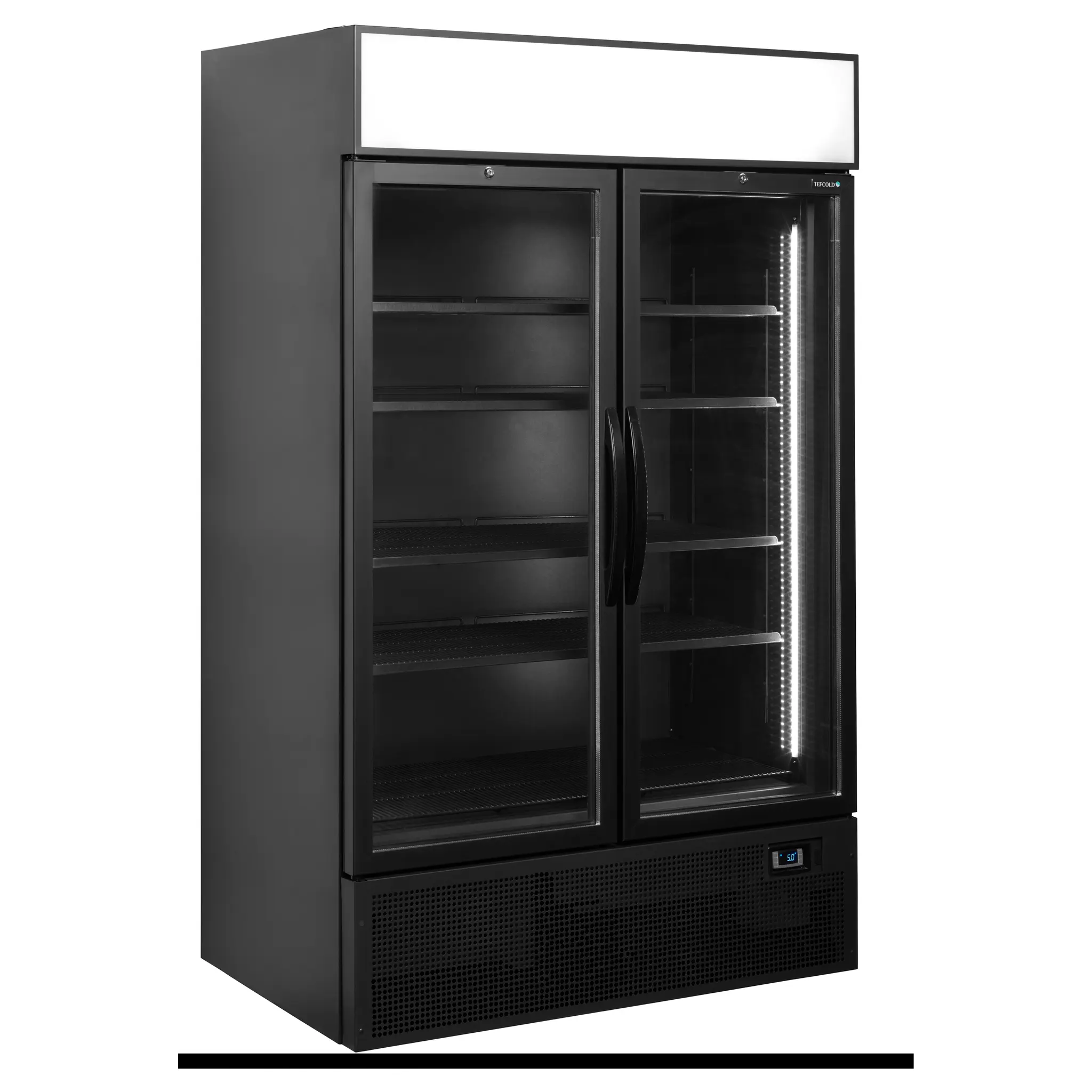Vitrine réfrigérée murale noire 2 portes vitrées battantes 1082 L