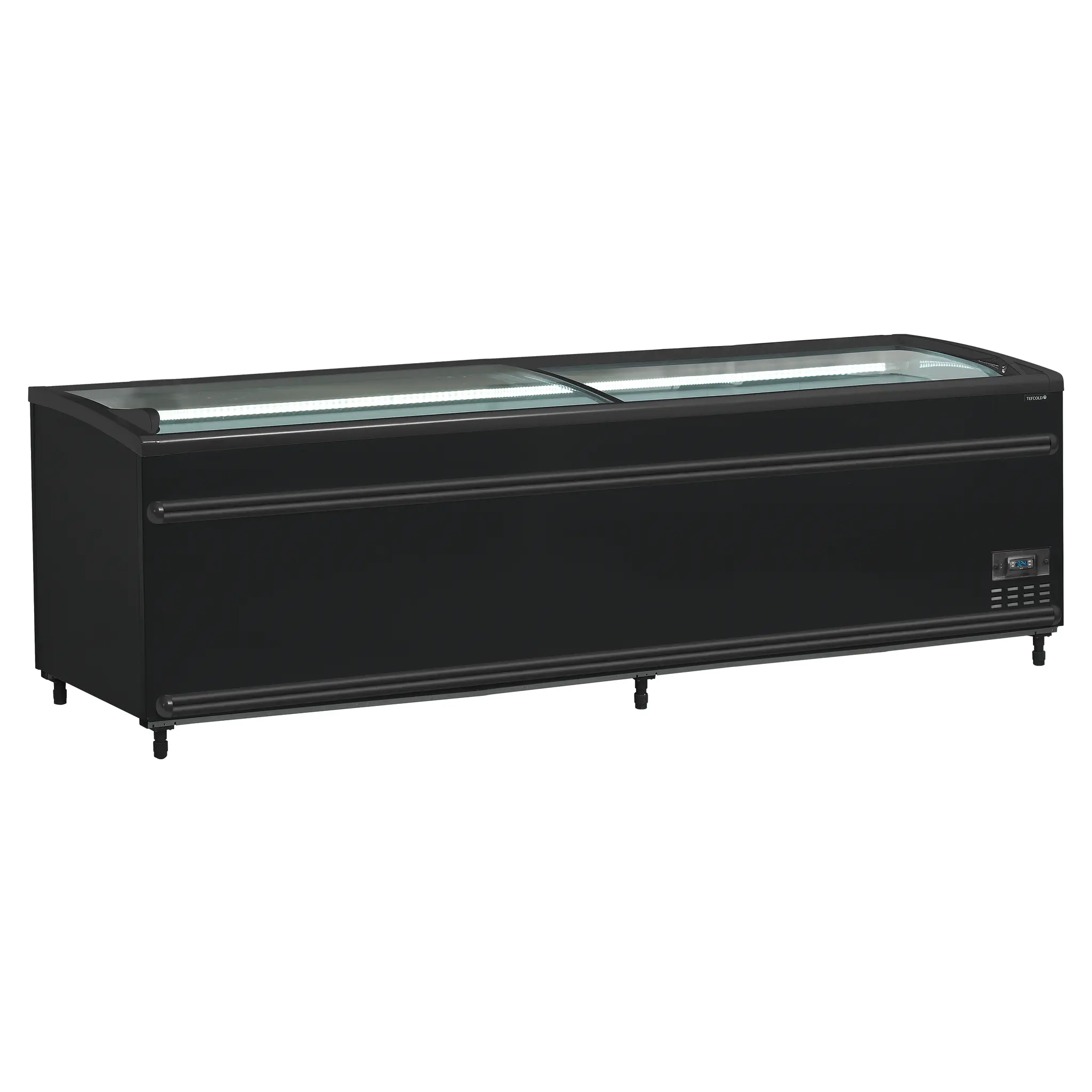 Réfrigérateur / congélateur de supermarché noir avec vitre incurvée 1104 L