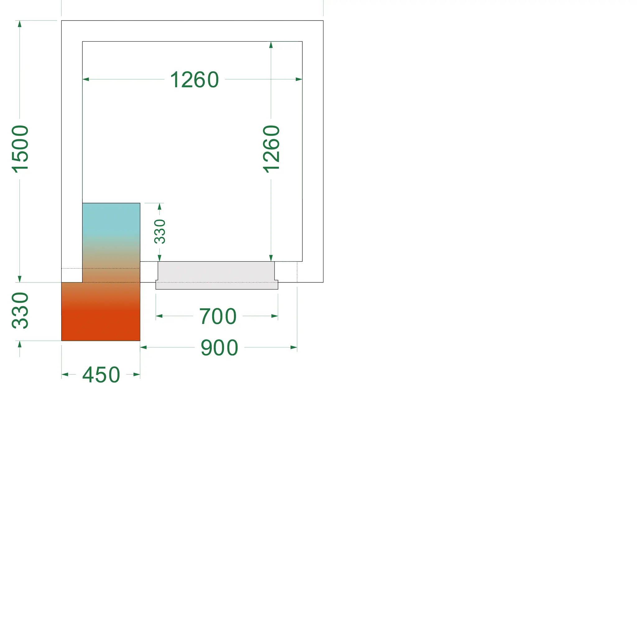 Chambre froide négative avec groupe 1500 x 1500 x 2200 mm
