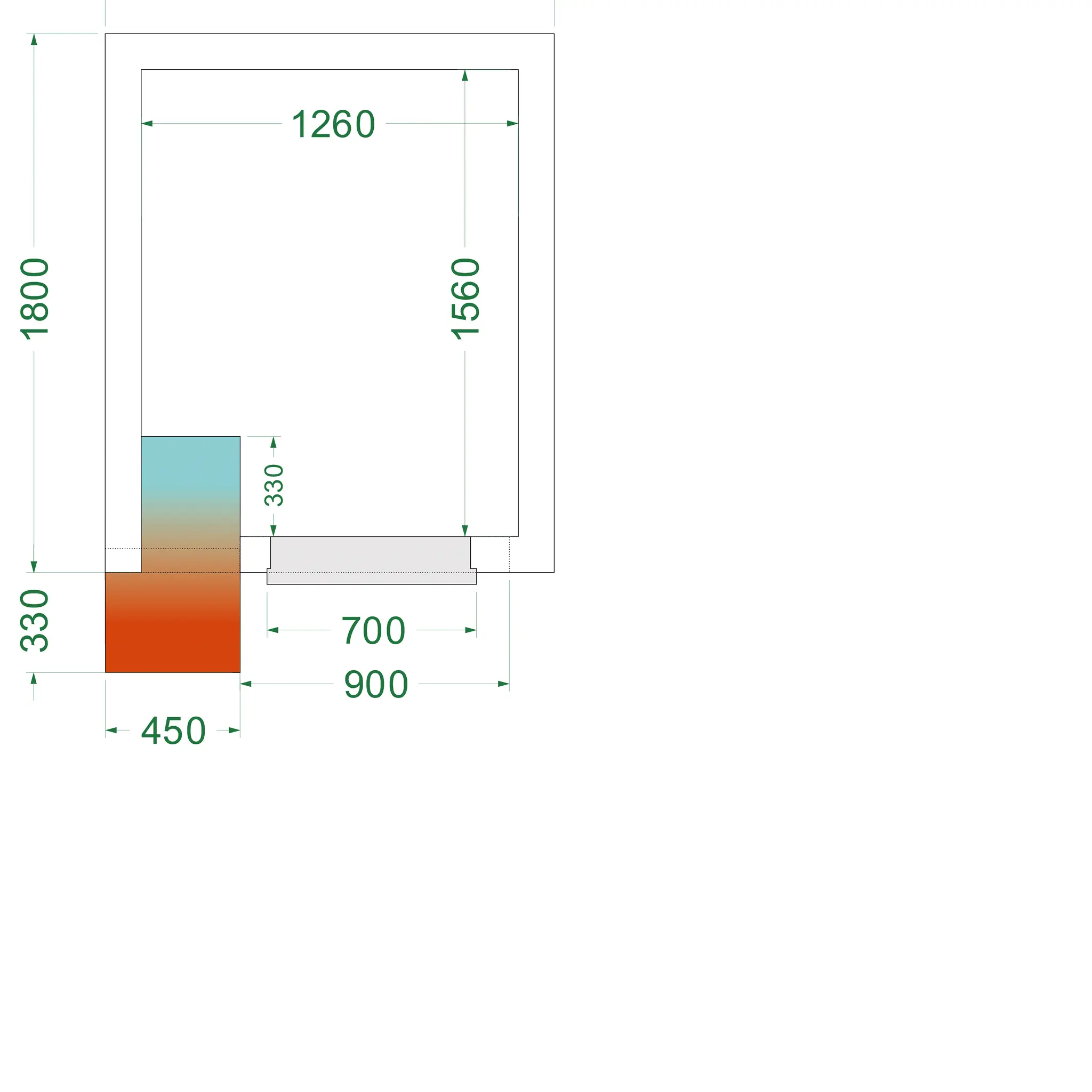 Chambre froide négative avec groupe 1500 x 1800 x 2200 mm