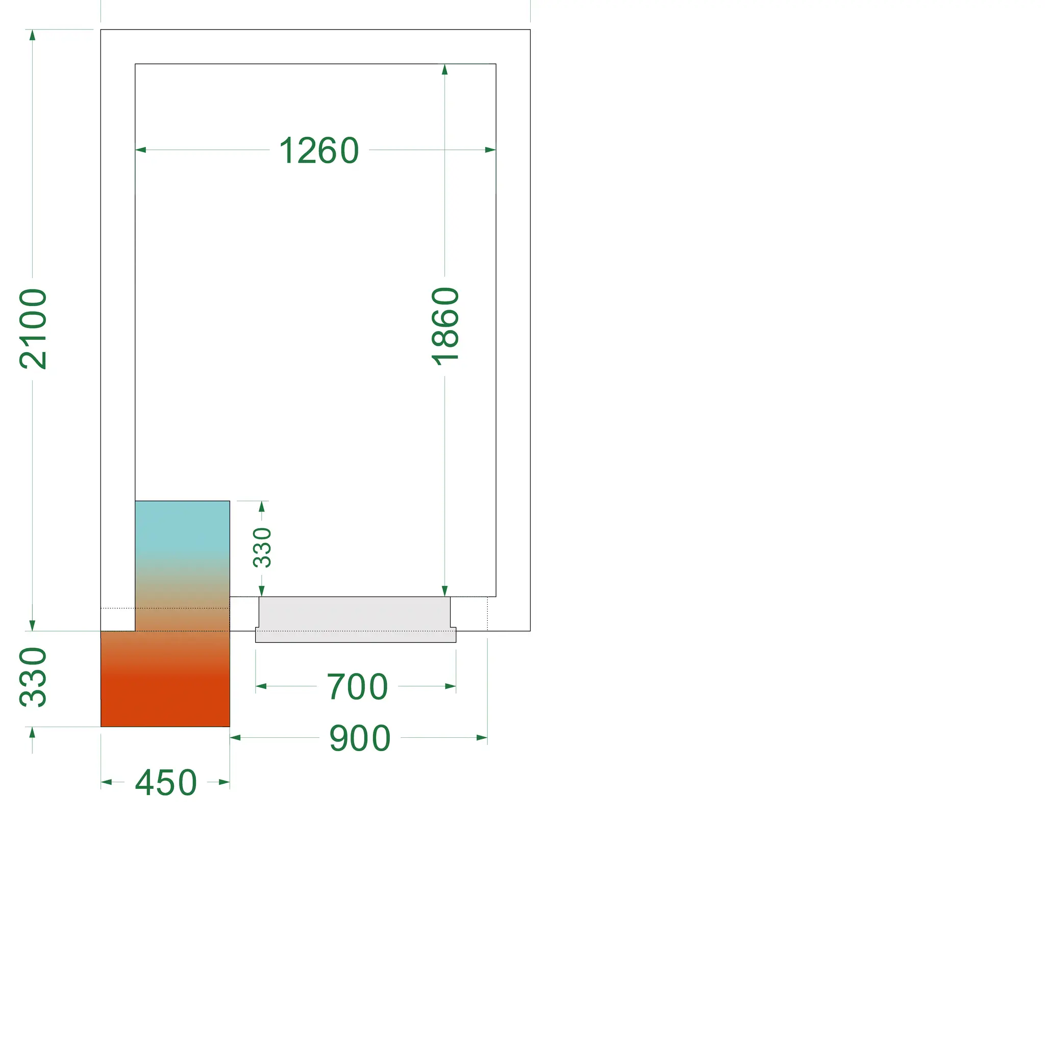 Chambre froide négative avec groupe 1500 x 2100 x 2200 mm