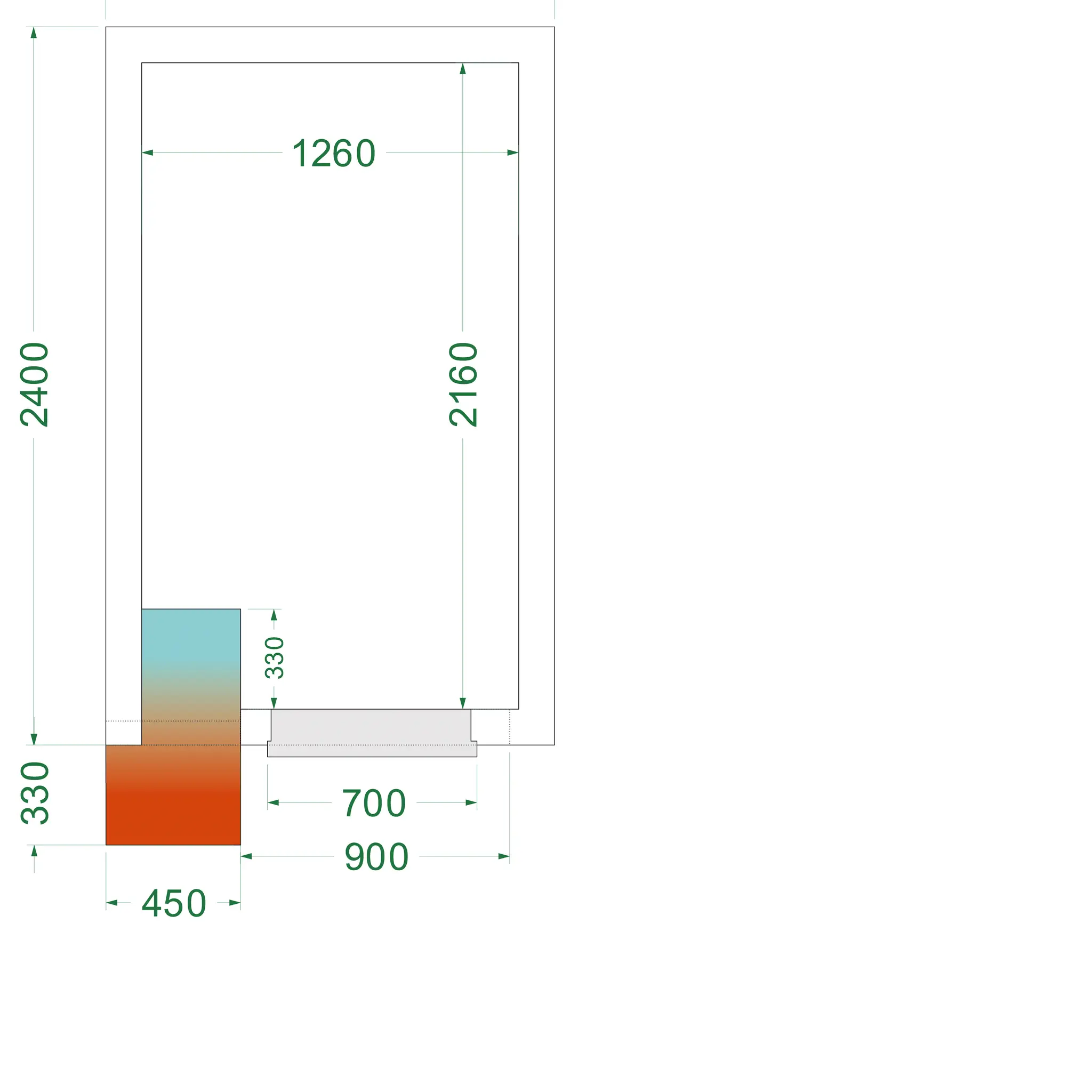 Chambre froide négative avec groupe 1500 x 2400 x 2200 mm