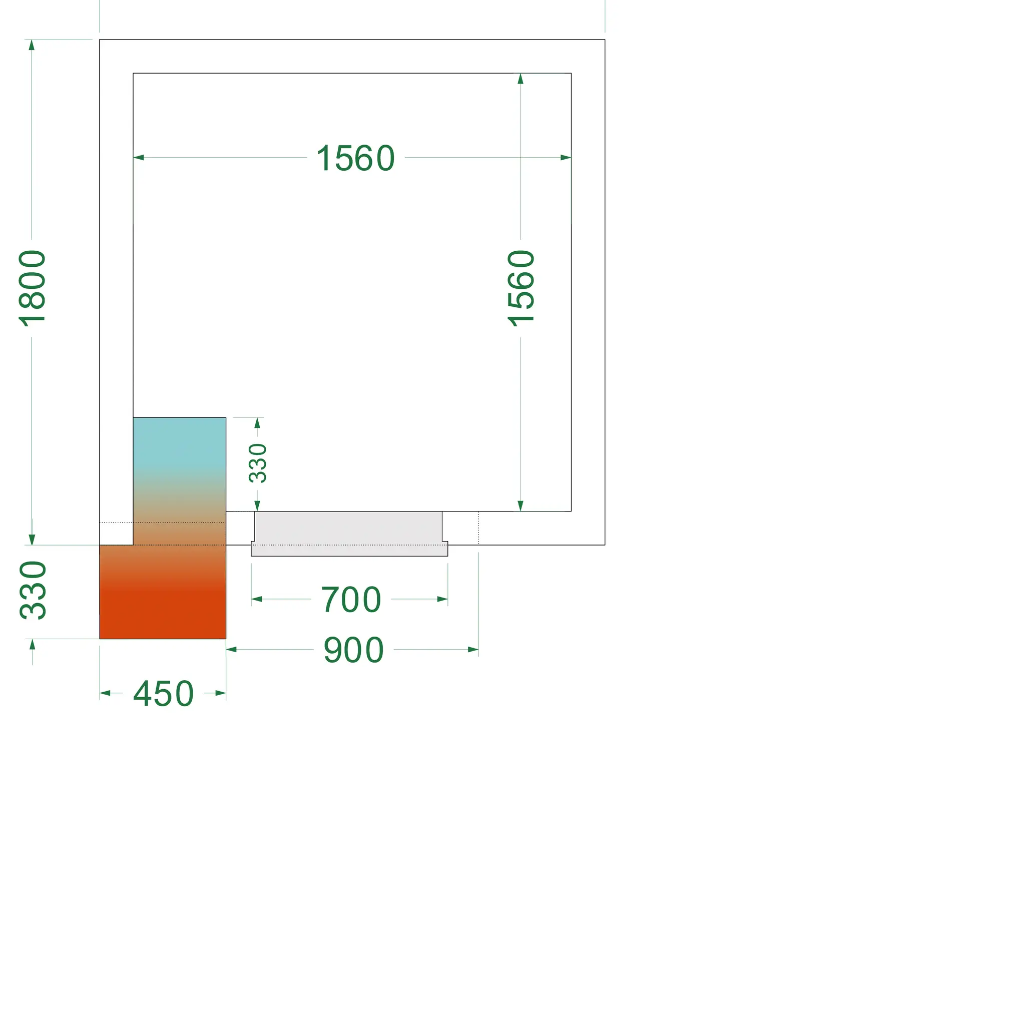 Chambre froide négative avec groupe 1800 x 1800 x 2200 mm