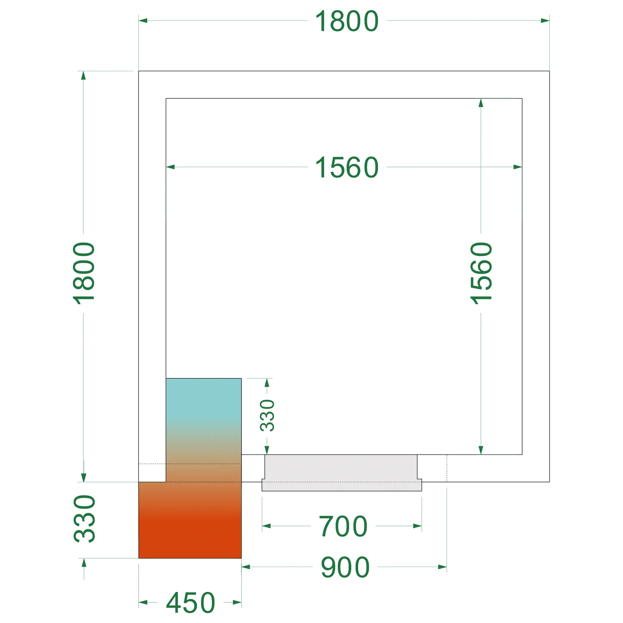 Chambre froide négative avec groupe 1800 x 1800 x 2200 mm