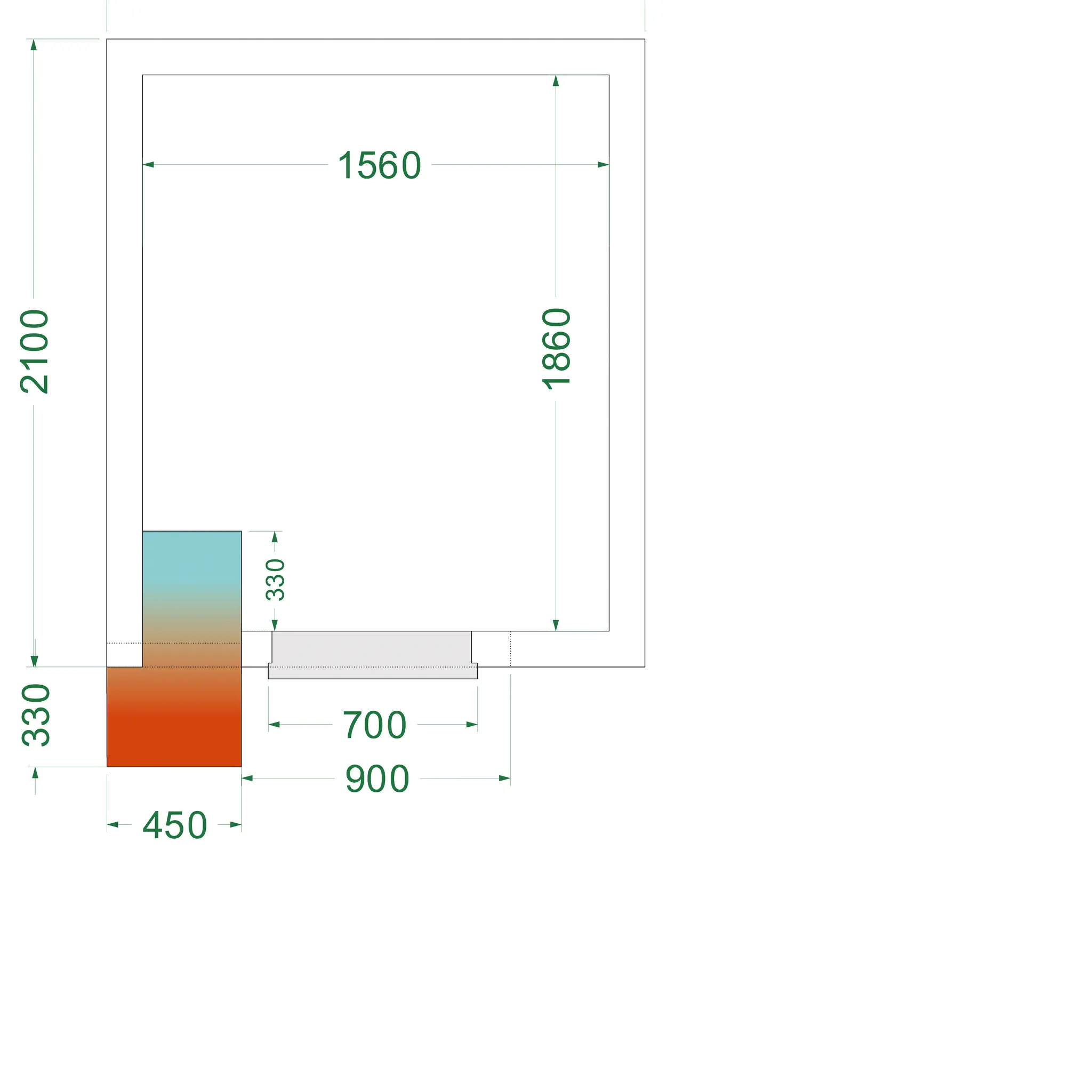Chambre froide négative avec groupe 1800 x 2100 x 2200 mm