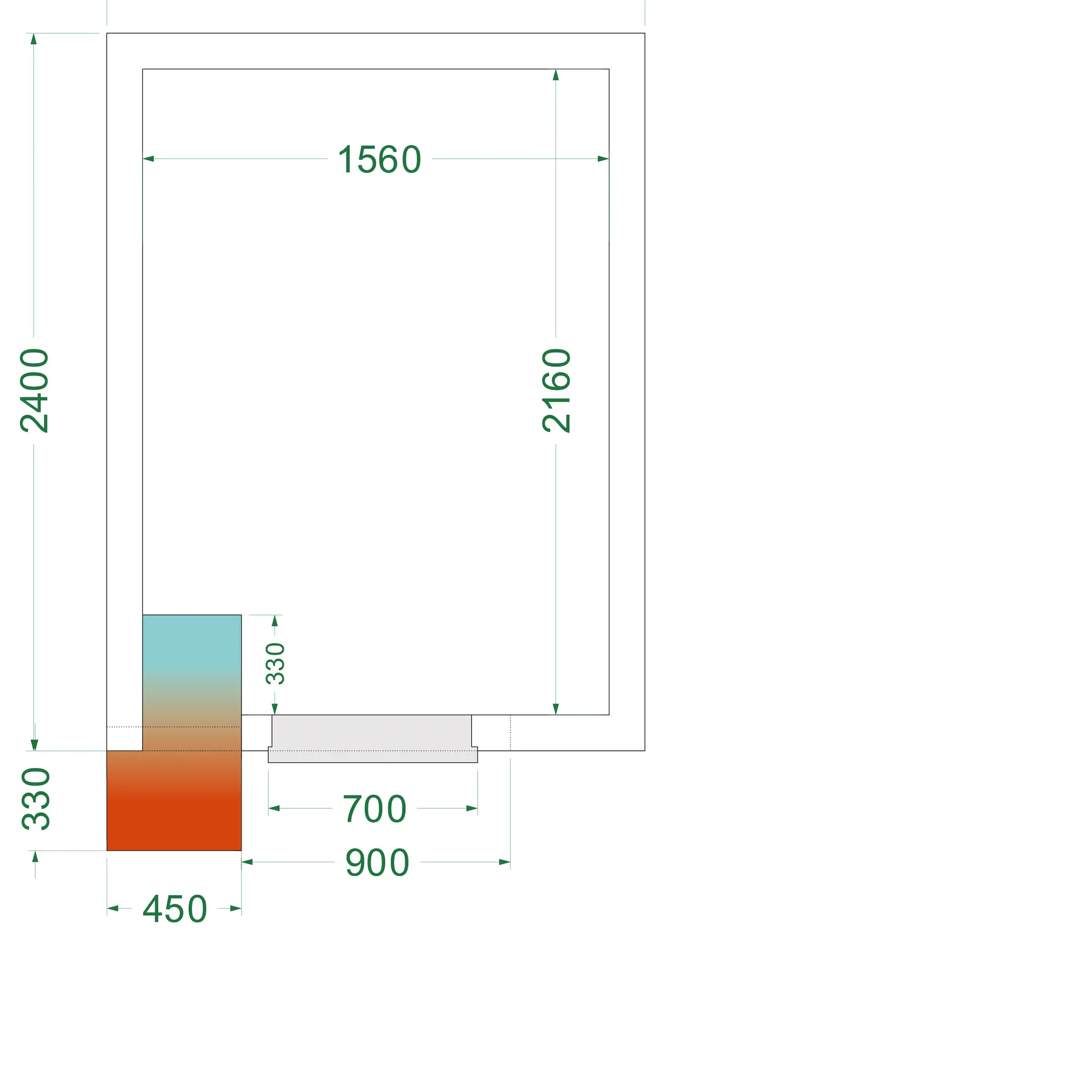 Chambre froide négative avec groupe 1800 x 2400 x 2200 mm