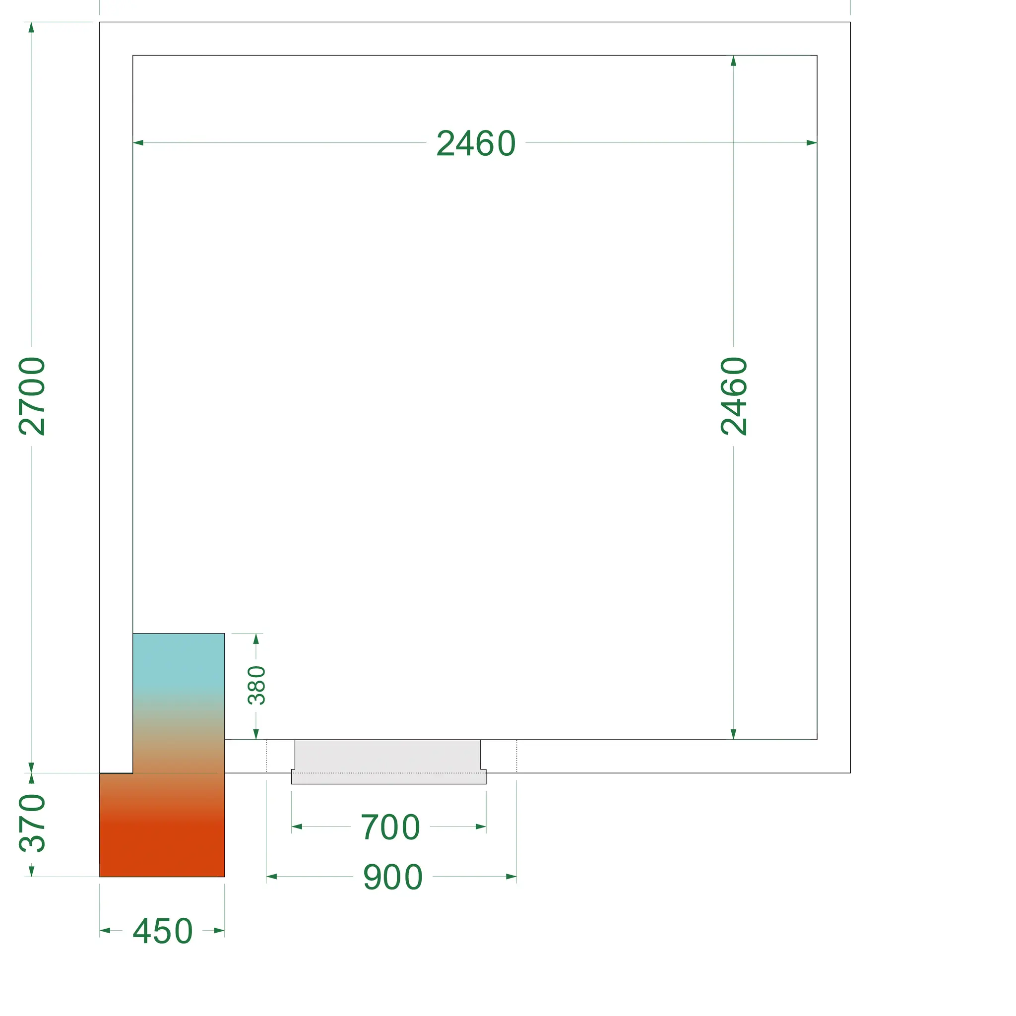 Chambre froide négative avec groupe 2700 x 2700 x 2200 mm