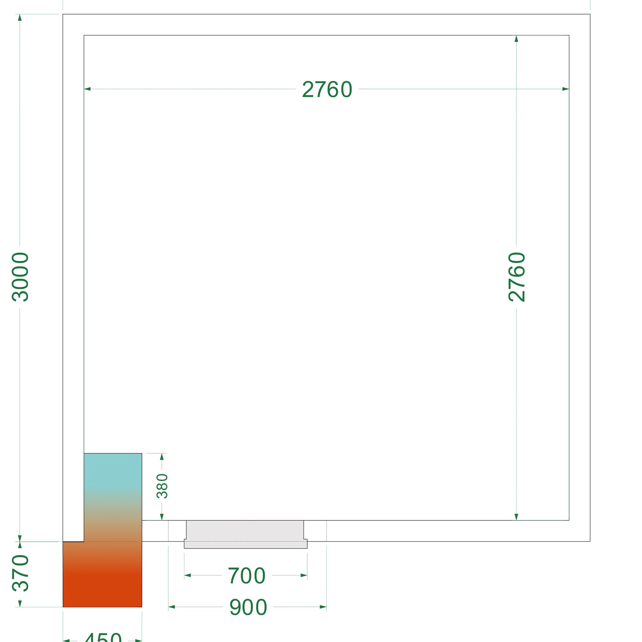 Chambre froide négative avec groupe 3000 x 3000 x 2200 mm