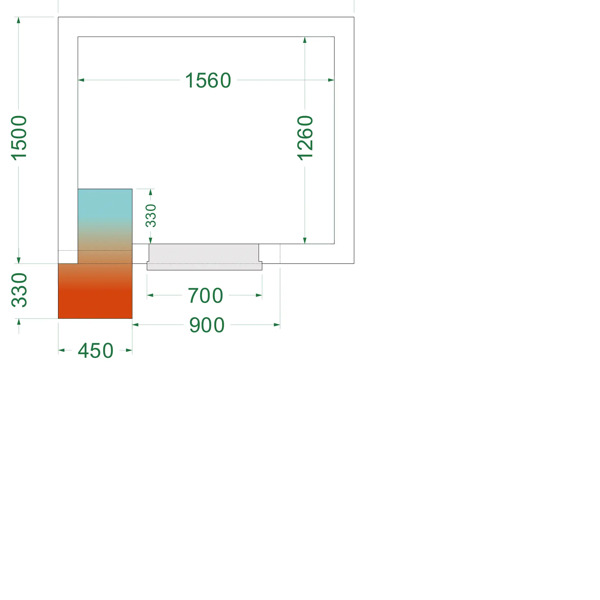 Chambre froide négative avec groupe 1800 x 1500 x 2200 mm