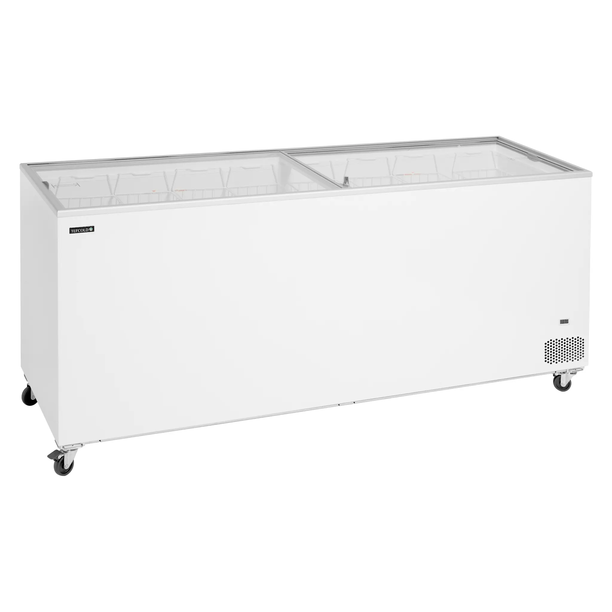 Congélateur coffre avec couvercles coulissants vitrés plats 670 L