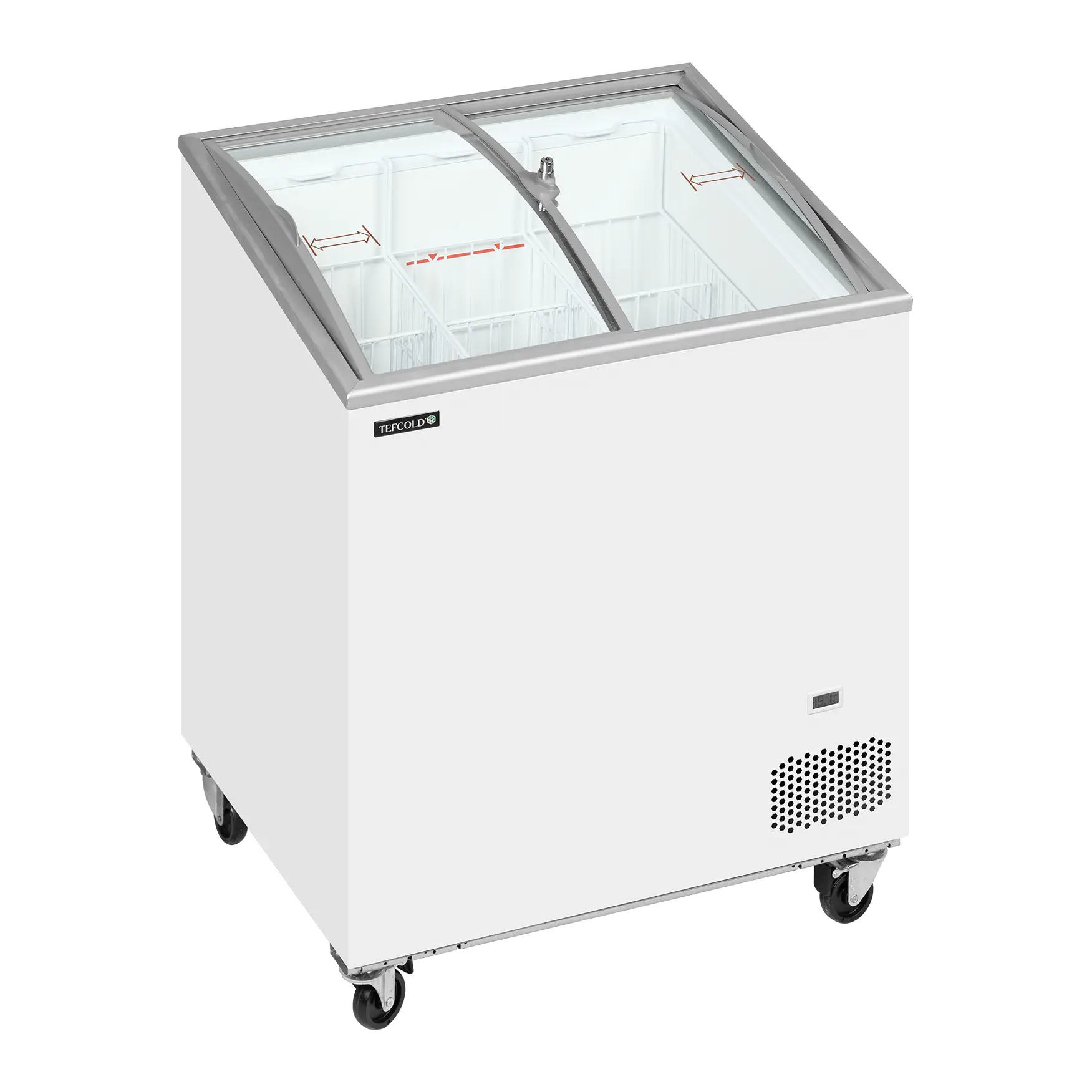 Congélateur coffre avec couvercles coulissants vitrés bombés 176 L