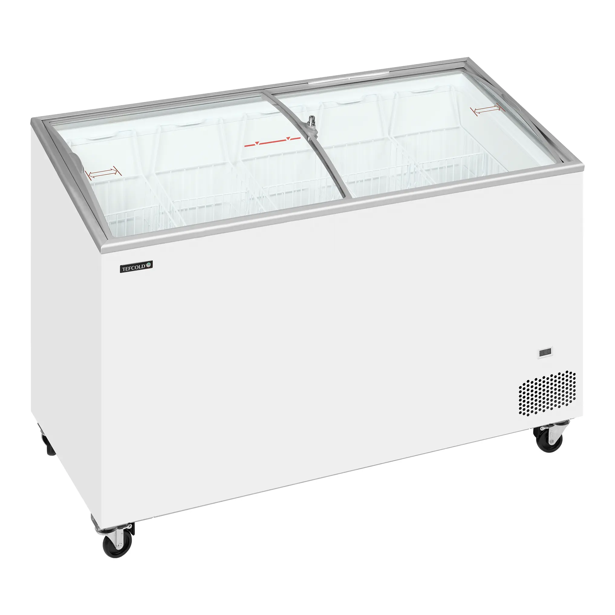 Congélateur coffre avec couvercles coulissants vitrés bombés 352 L