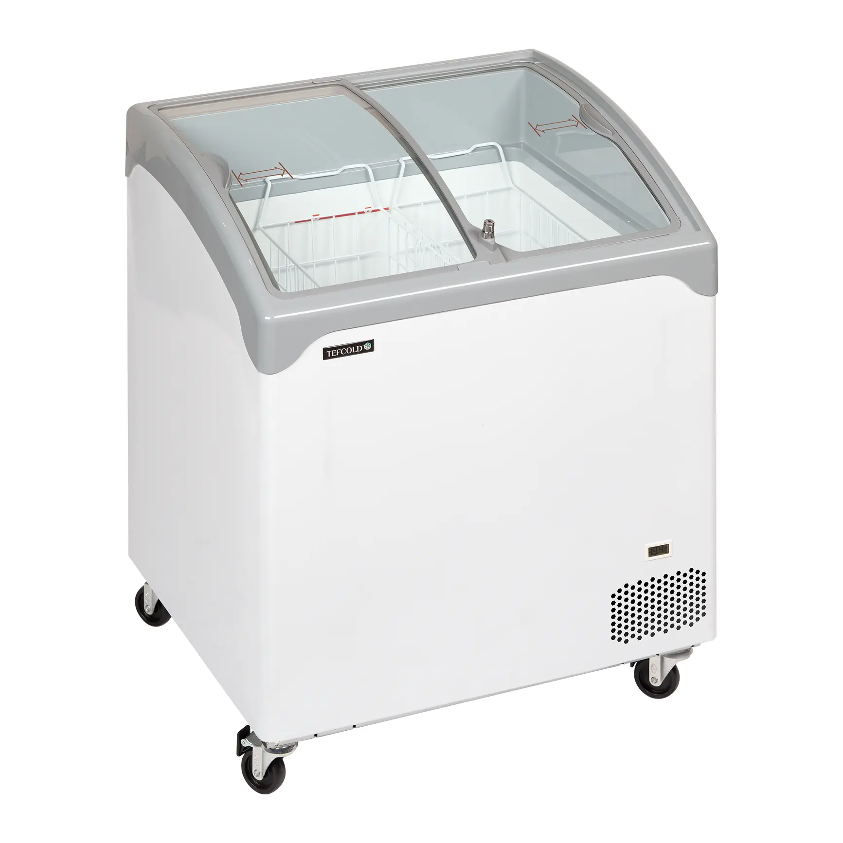 Congélateur coffre élégant avec couvercles coulissants vitrés bombés 185 L