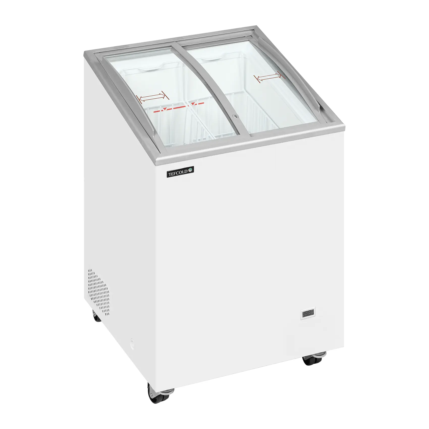 Congélateur coffre avec couvercles coulissants vitrés bombés 100 L