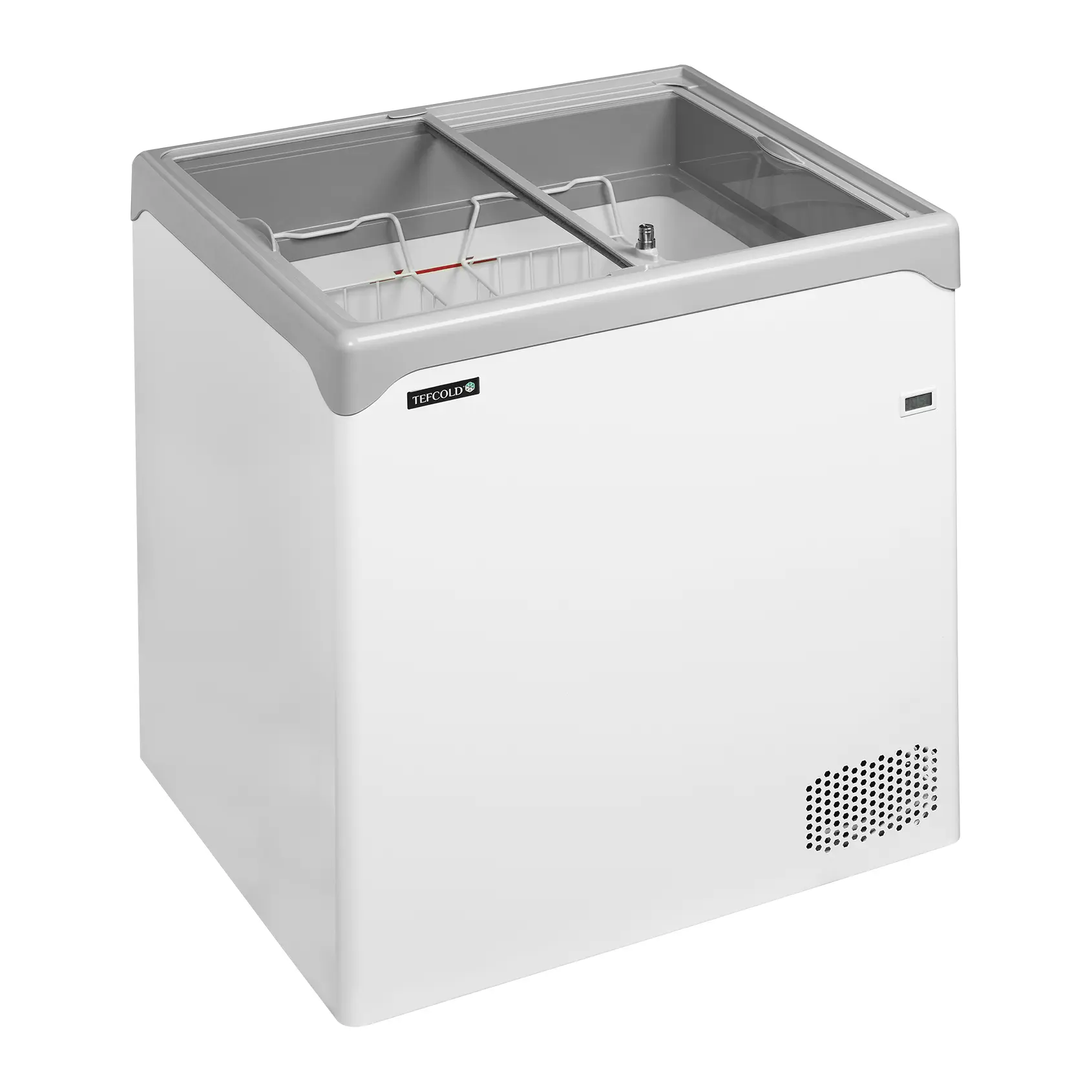Congélateur coffre élégant avec couvercles coulissants vitrés plats 186 L