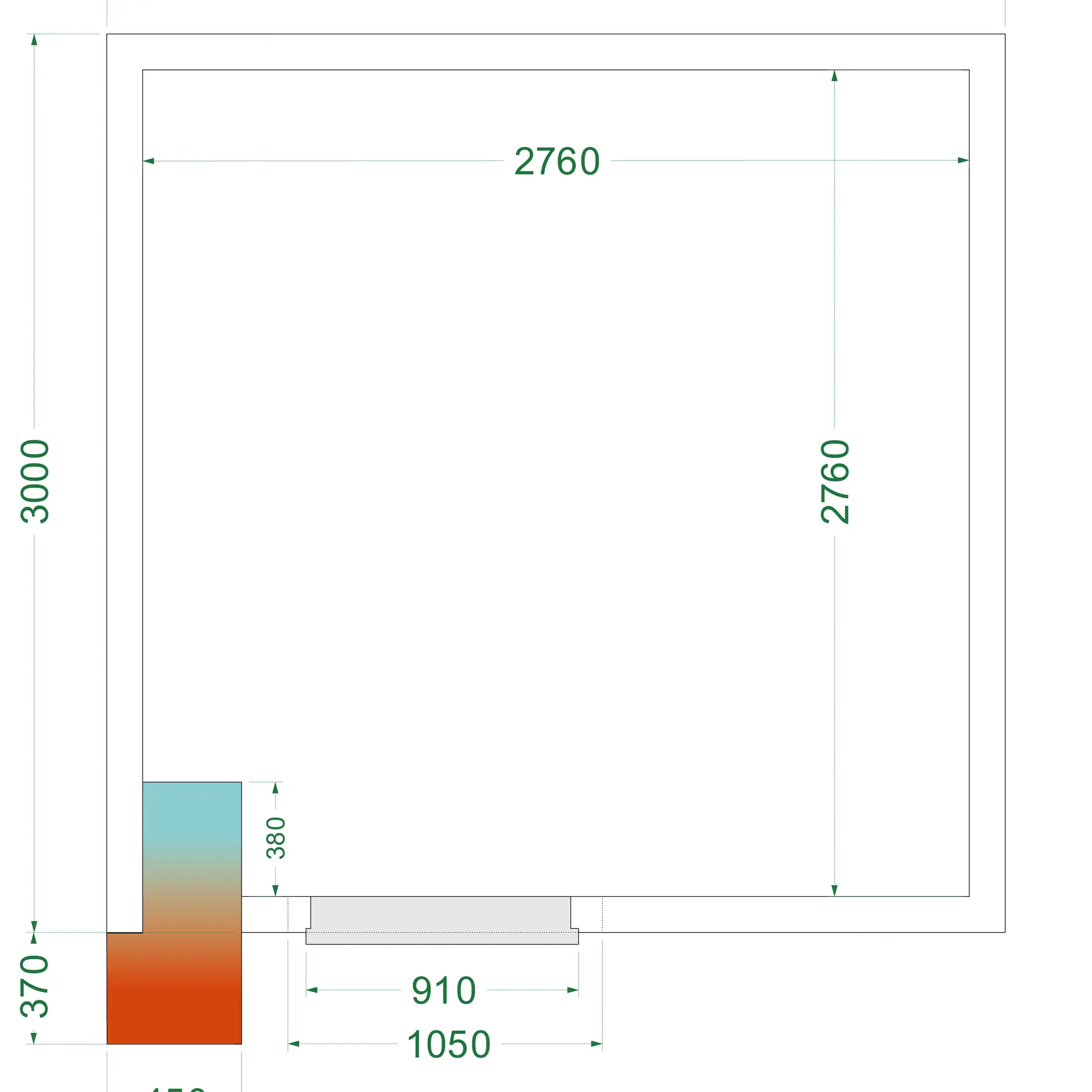 Chambre froide négative avec groupe 3000 x 3000 x 2200 mm