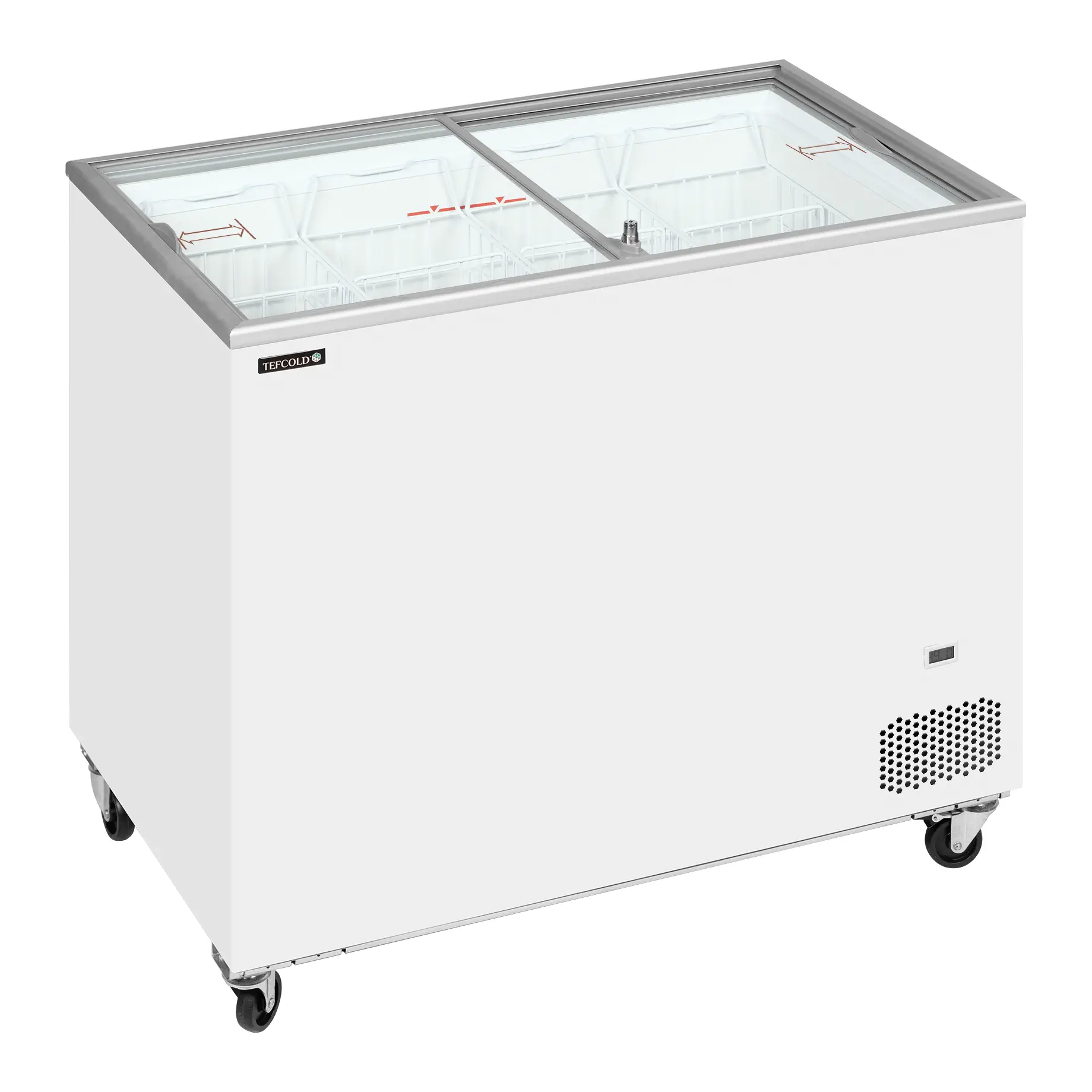 Congélateur coffre avec couvercles coulissants vitrés plats 296 L