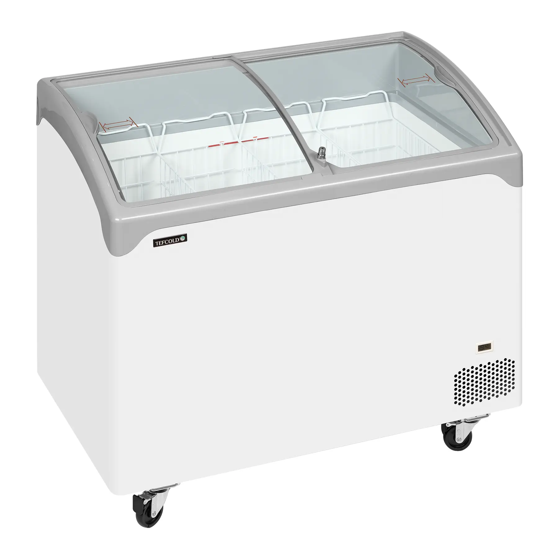 Congélateur coffre élégant avec couvercles coulissants vitrés bombés 286 L