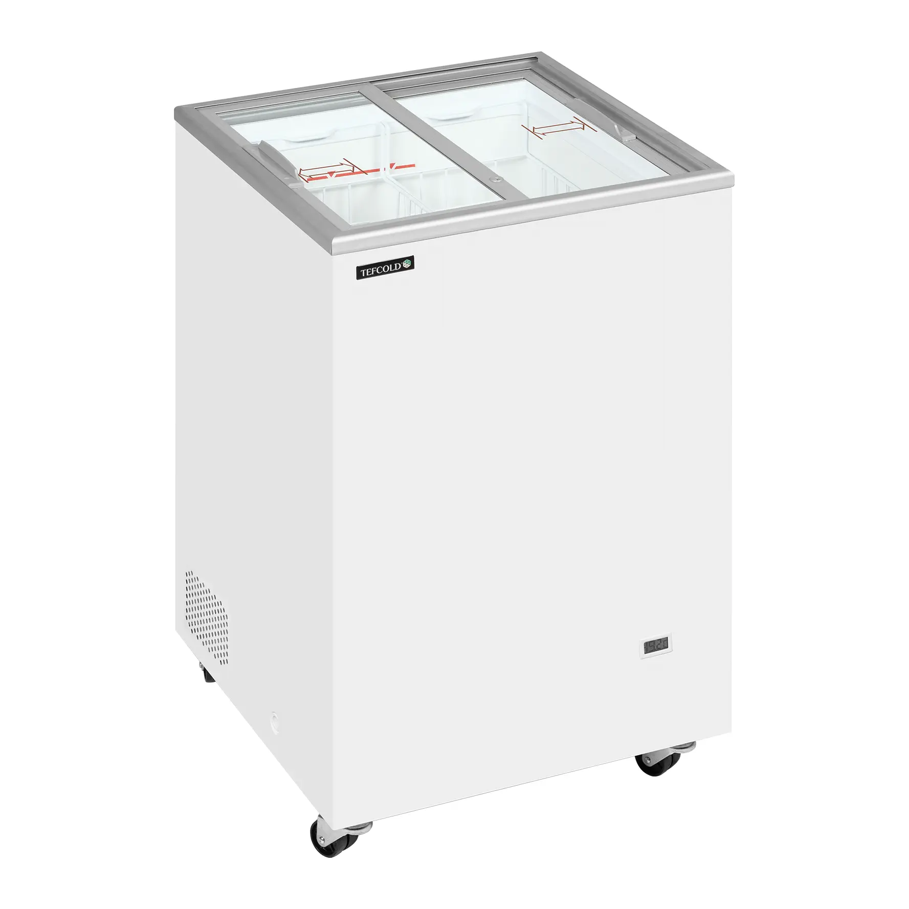 Congélateur coffre avec couvercles coulissants vitrés plats 108 L