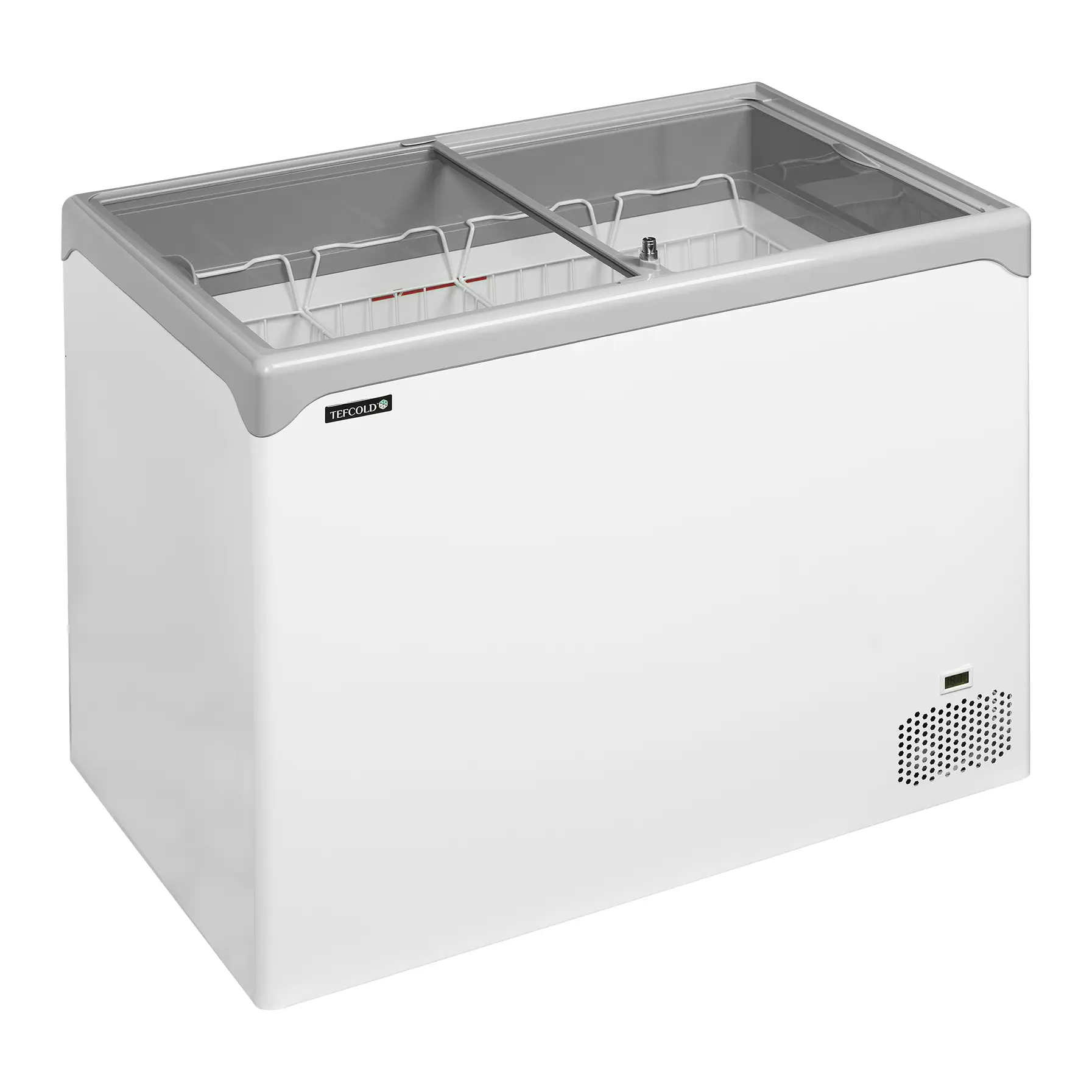 Congélateur coffre élégant avec couvercles coulissants vitrés plats 288 L