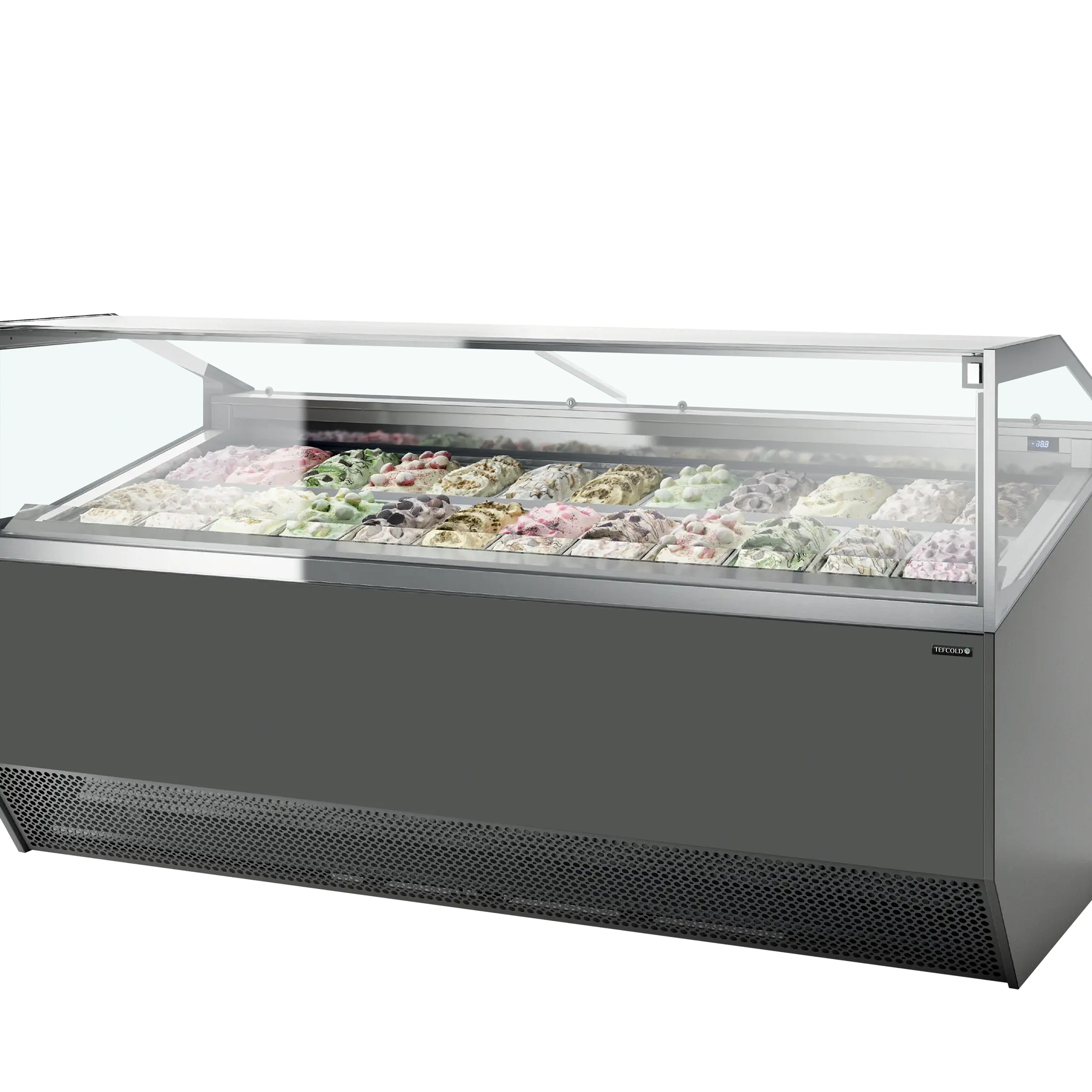 Vitrine comptoir à glaces premium Super Capri froid ventilé  18 bacs Napoli de 5L
