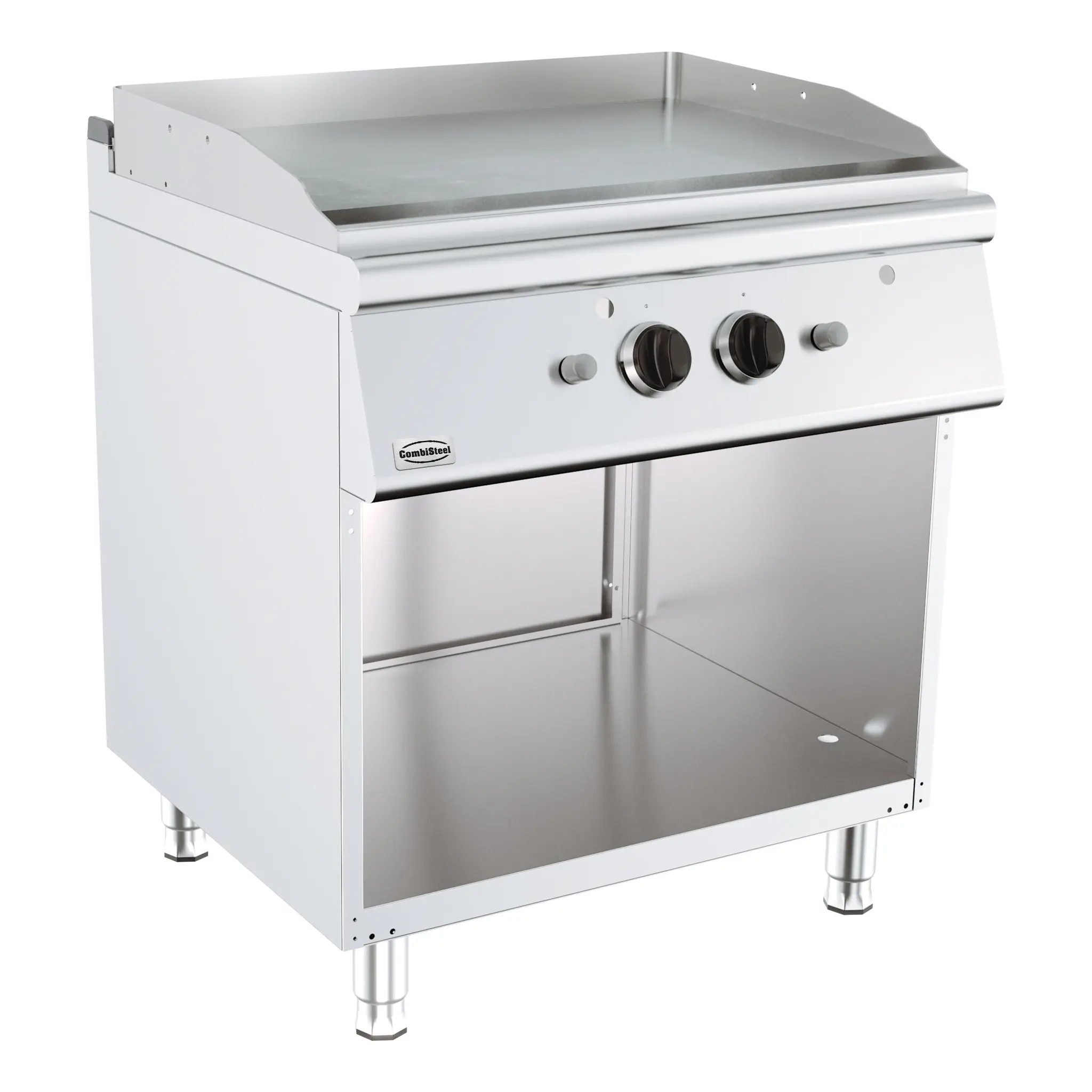 Plancha double à gaz en acier lisse sur baie libre - 800 x 700 mm - 13.0 kW