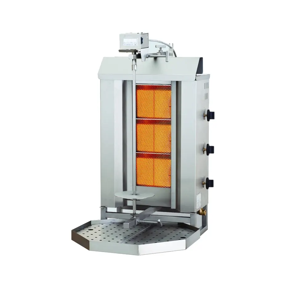 Gyros grill à gaz moteur au-dessus 3 zones de chauffe - 9.7 kW