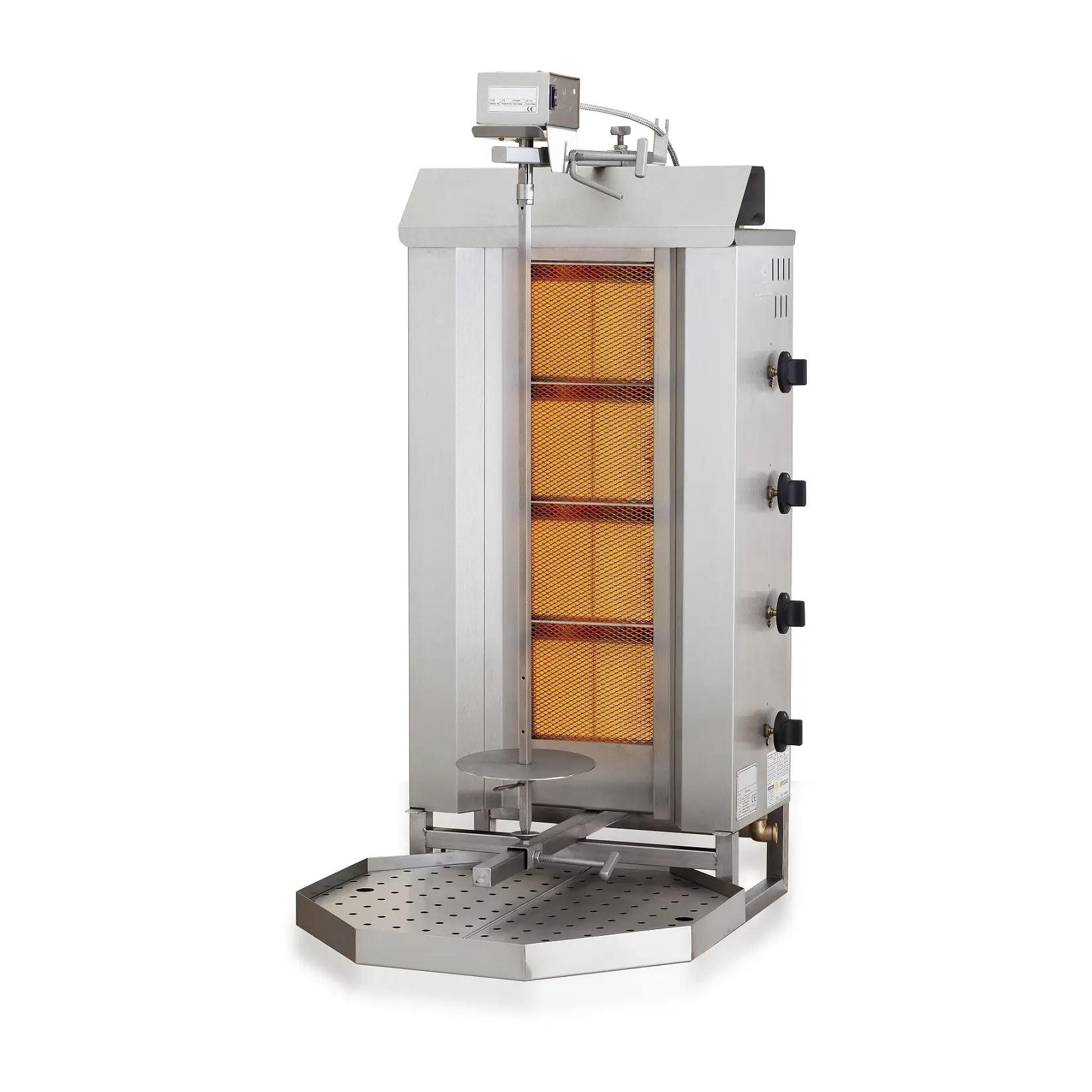 Gyros grill à gaz moteur au-dessus 4 zones de chauffe - 12.9 kW